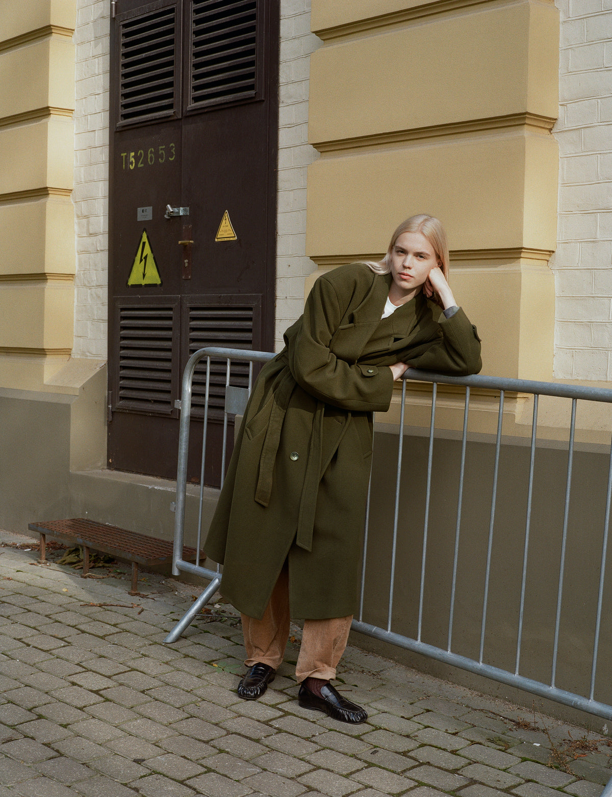 Vintage Khaki Green Wool Cashmere Coat