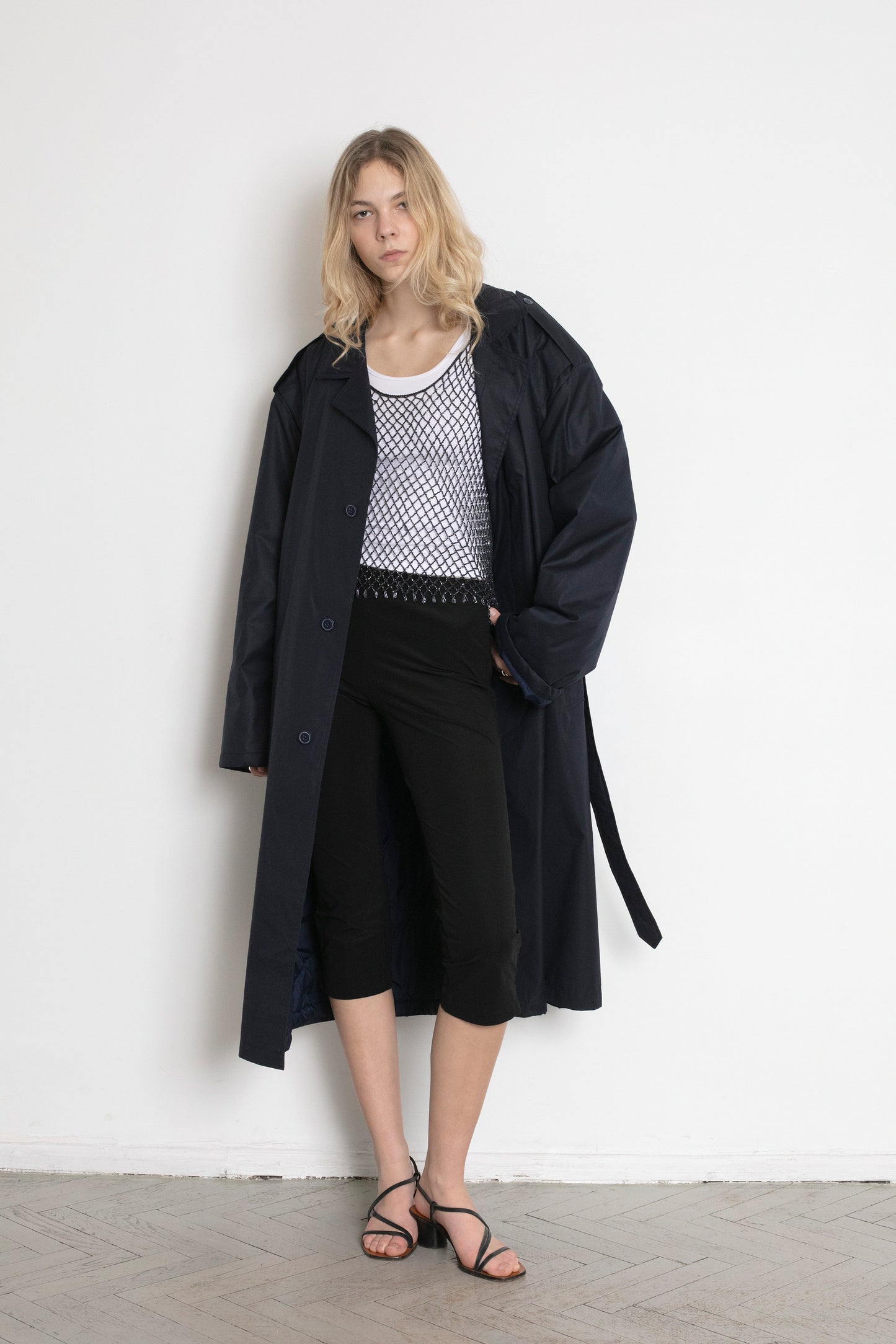 Vintage Navy Trench Coat With Quilted Lining