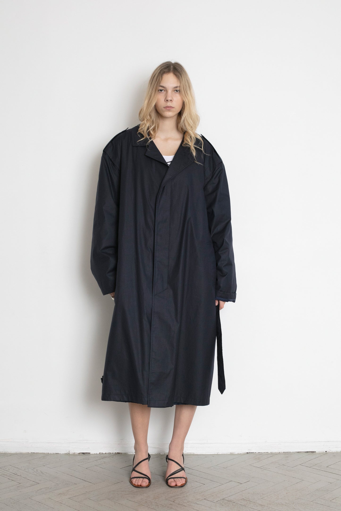 Vintage Navy Trench Coat With Quilted Lining
