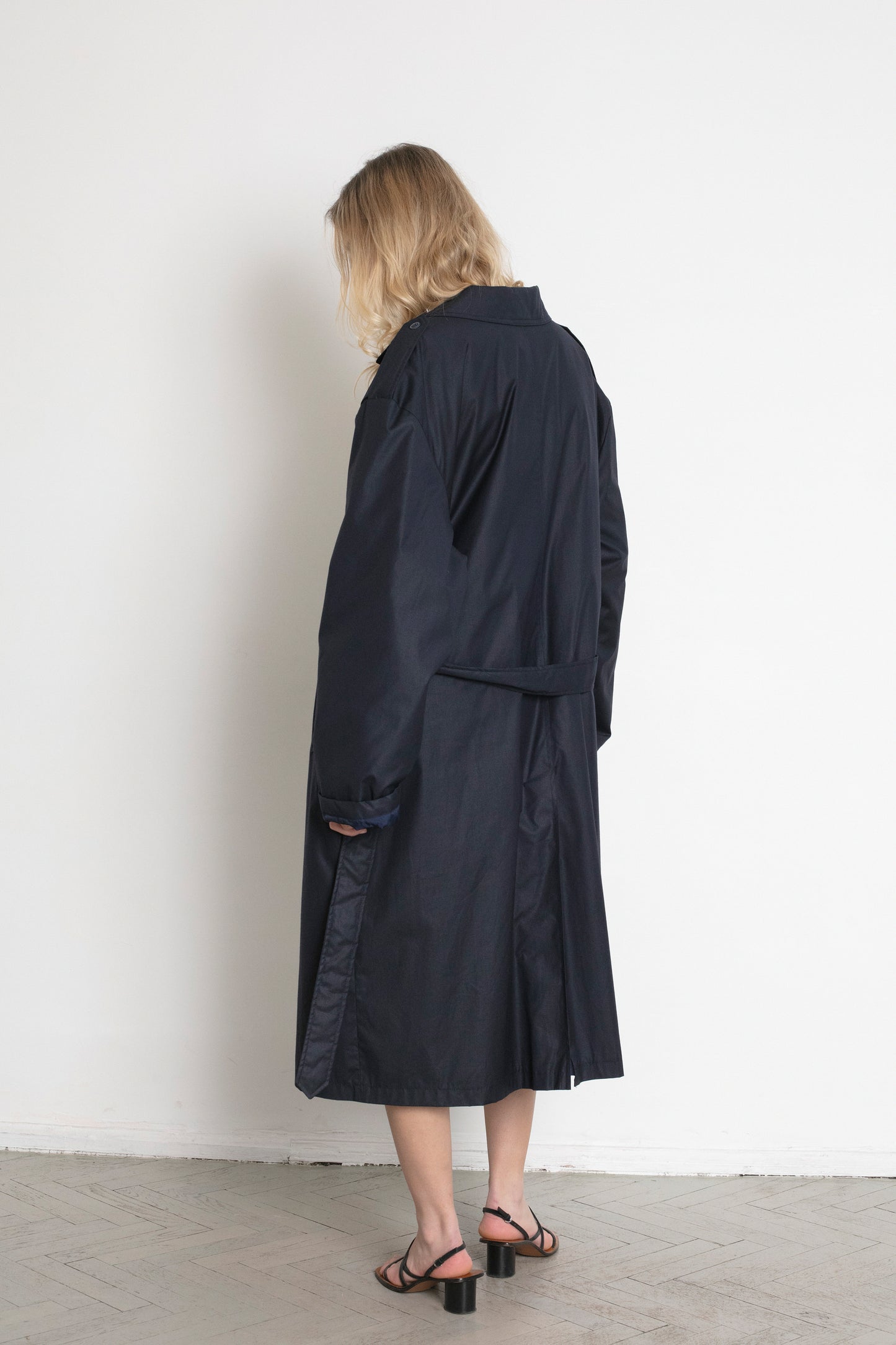 Vintage Navy Trench Coat With Quilted Lining