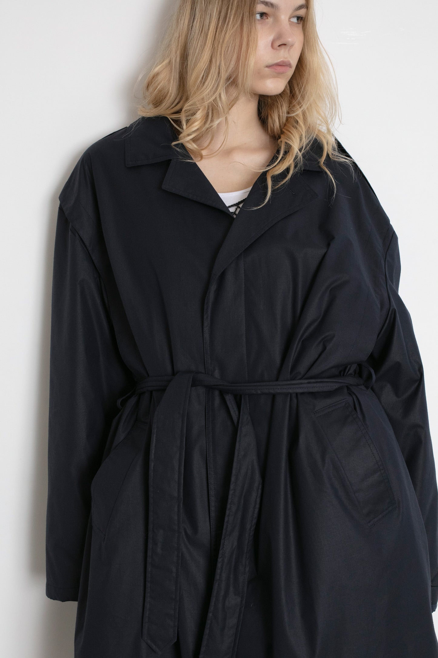 Vintage Navy Trench Coat With Quilted Lining