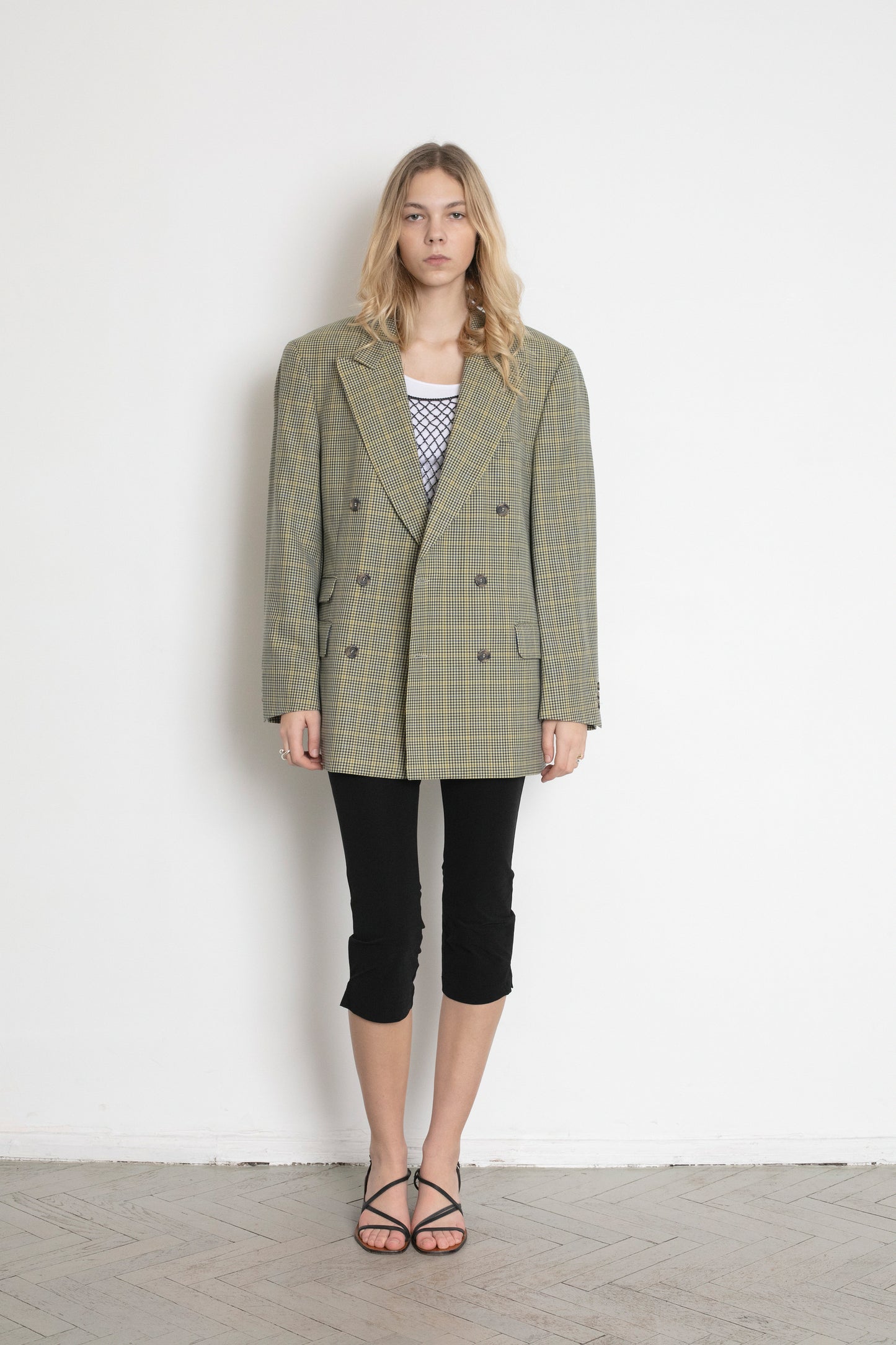 Vintage Houndstooth Oversized Wool Blazer
