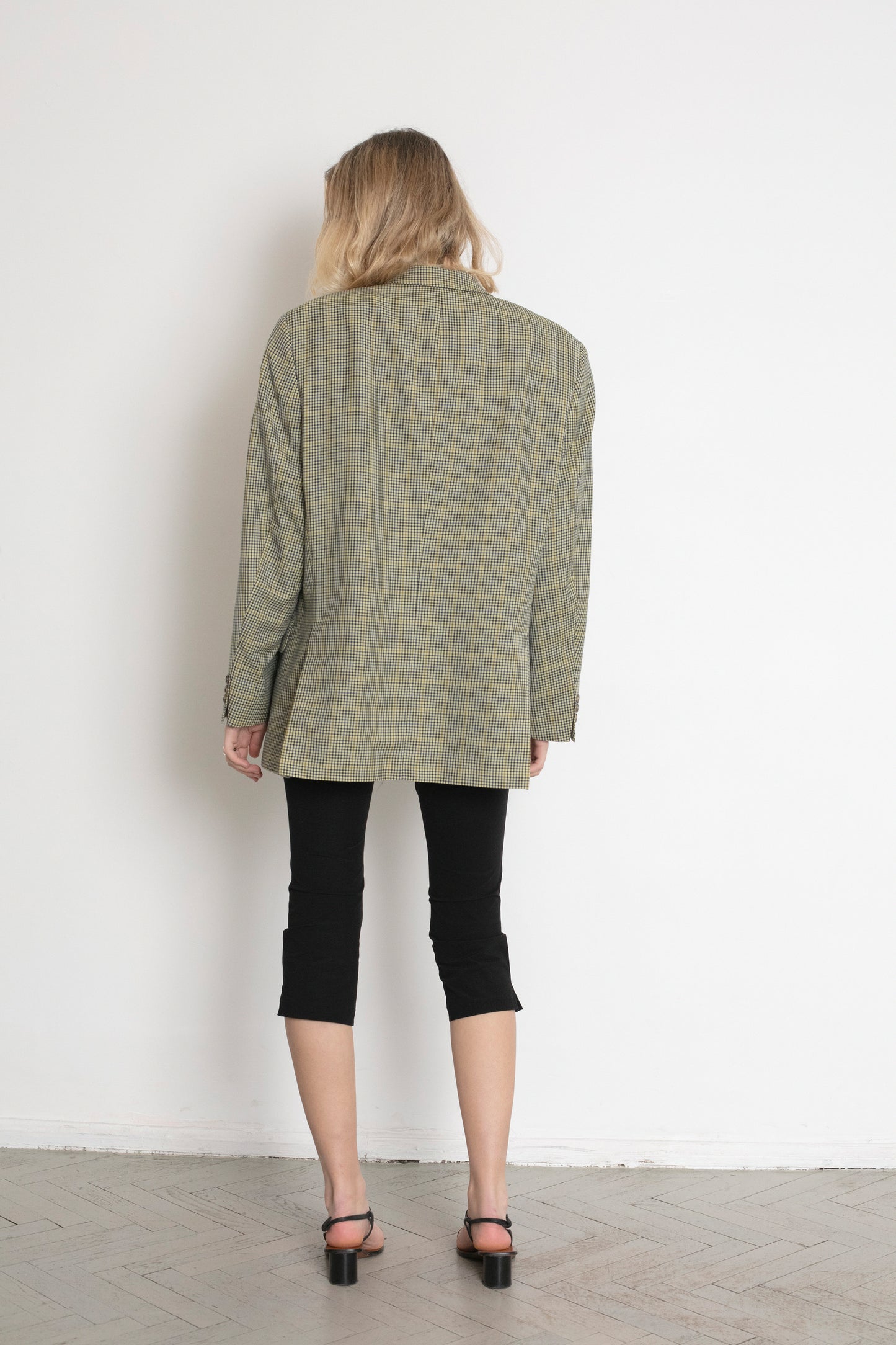 Vintage Houndstooth Oversized Wool Blazer