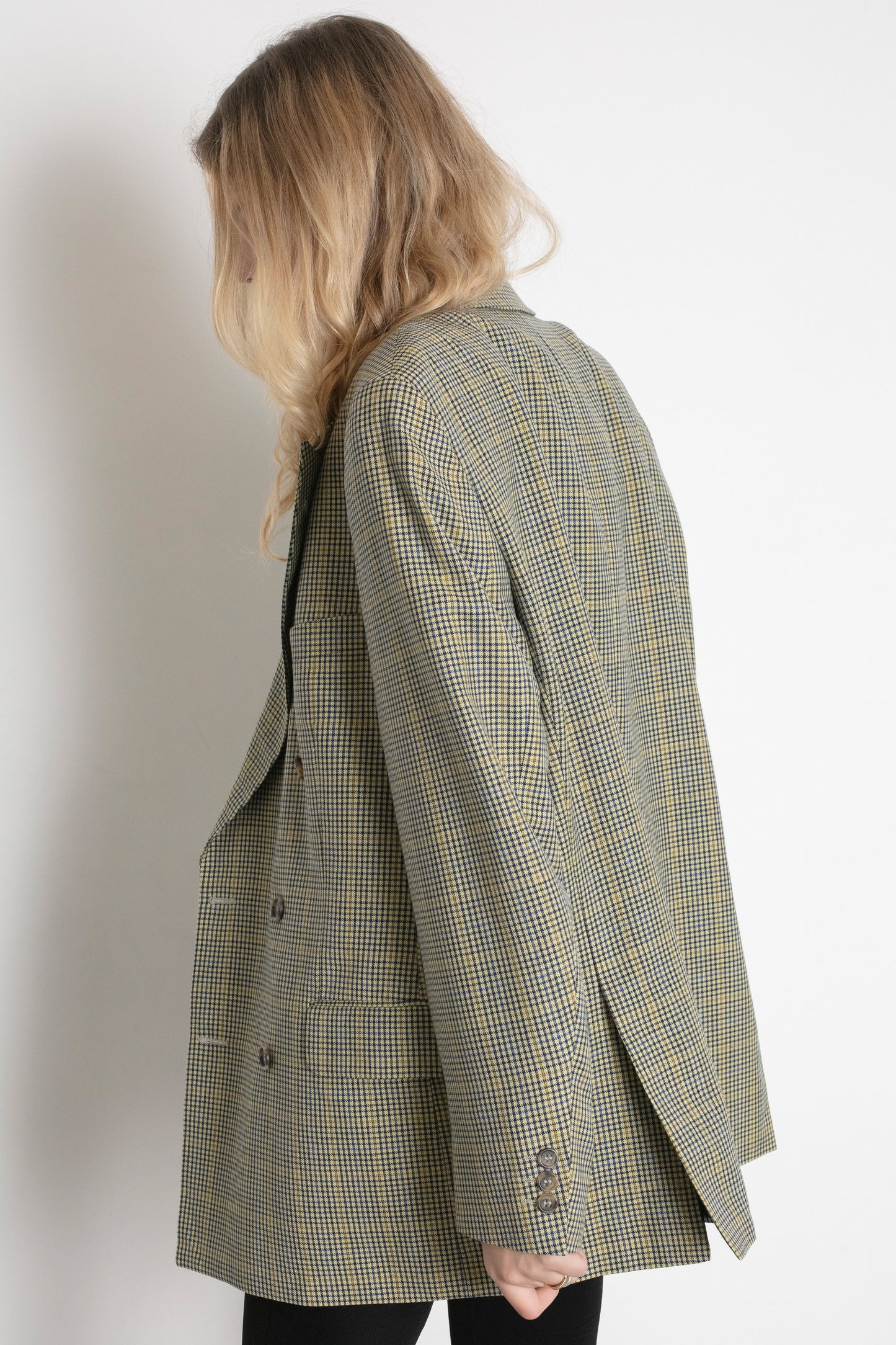 Vintage Houndstooth Oversized Wool Blazer
