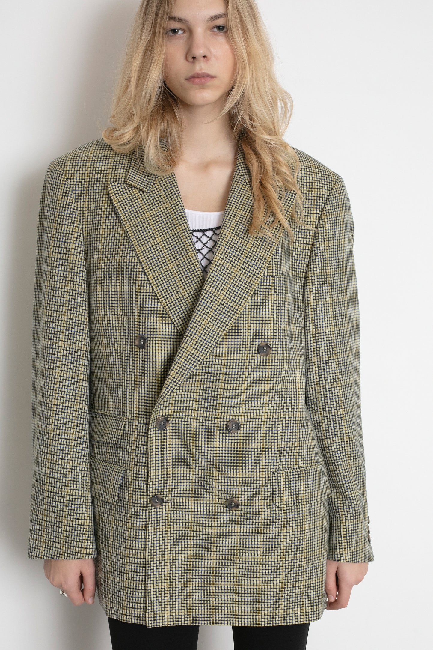 Vintage Houndstooth Oversized Wool Blazer