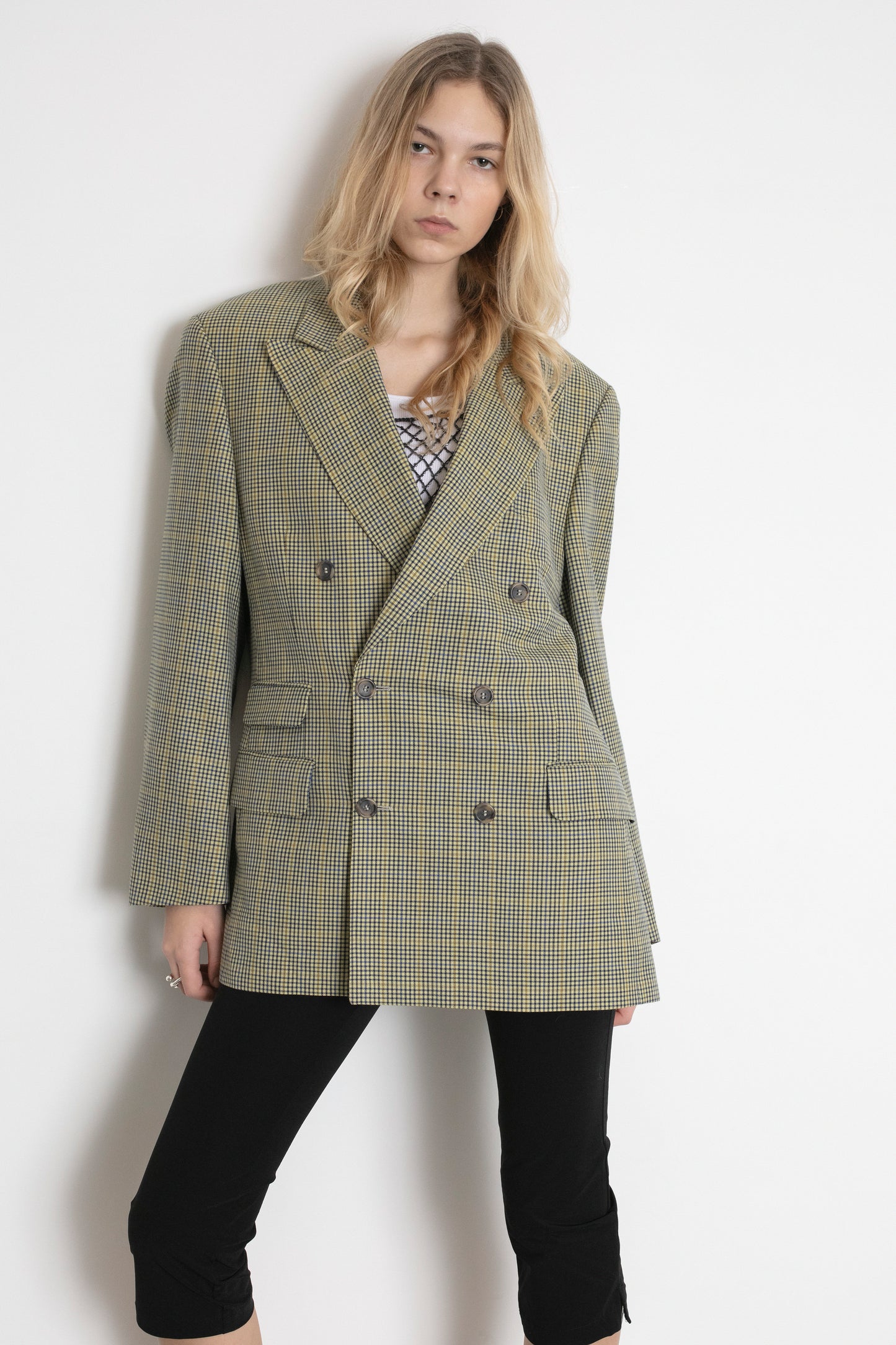 Vintage Houndstooth Oversized Wool Blazer