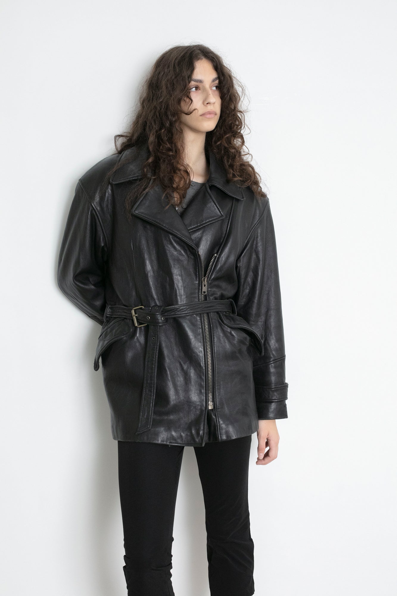 Vintage Black Leather Biker Jacket
