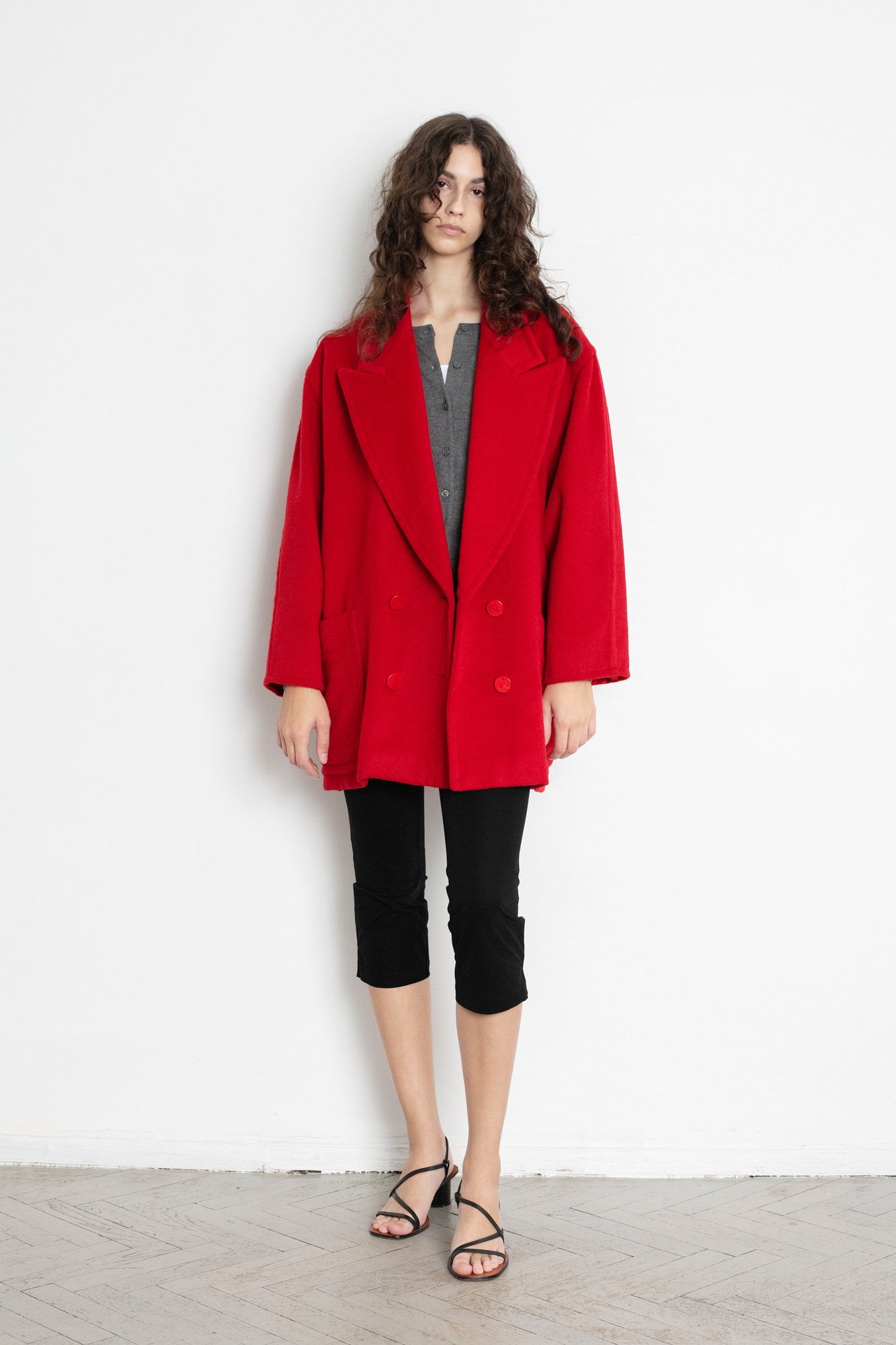 Vintage ESCADA Red Wool Pea Coat