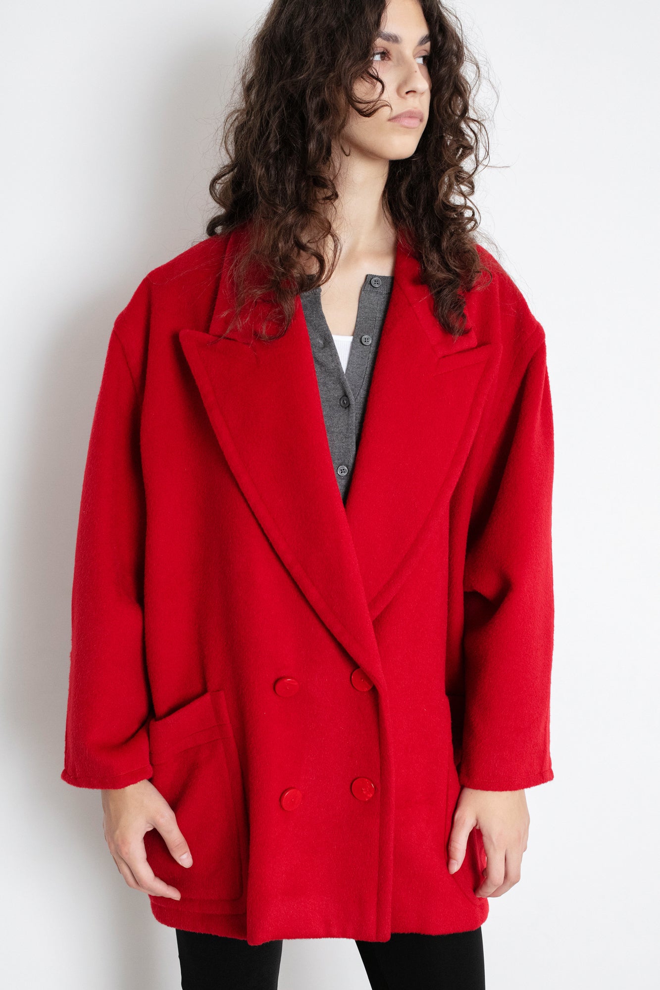 Vintage ESCADA Red Wool Pea Coat