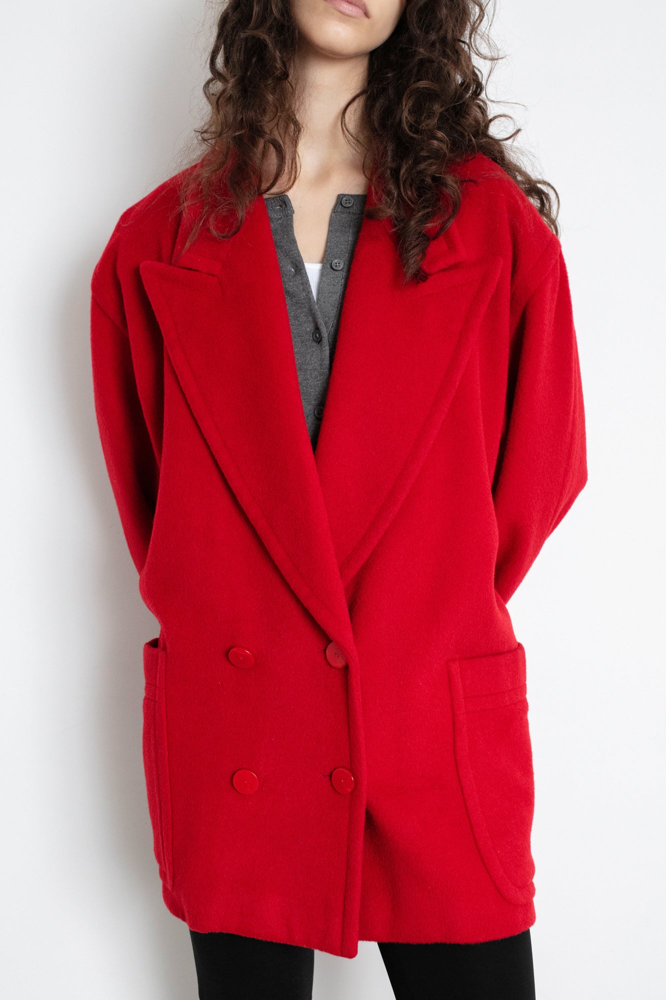 Vintage ESCADA Red Wool Pea Coat