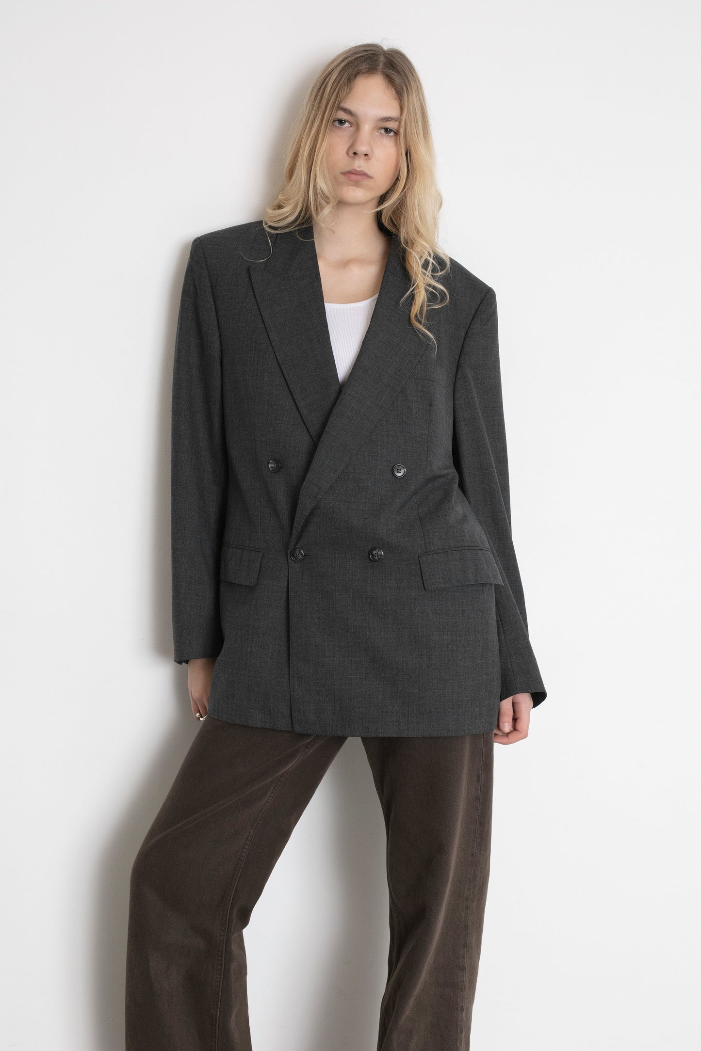 Vintage Hugo Boss Grey Wool Blazer