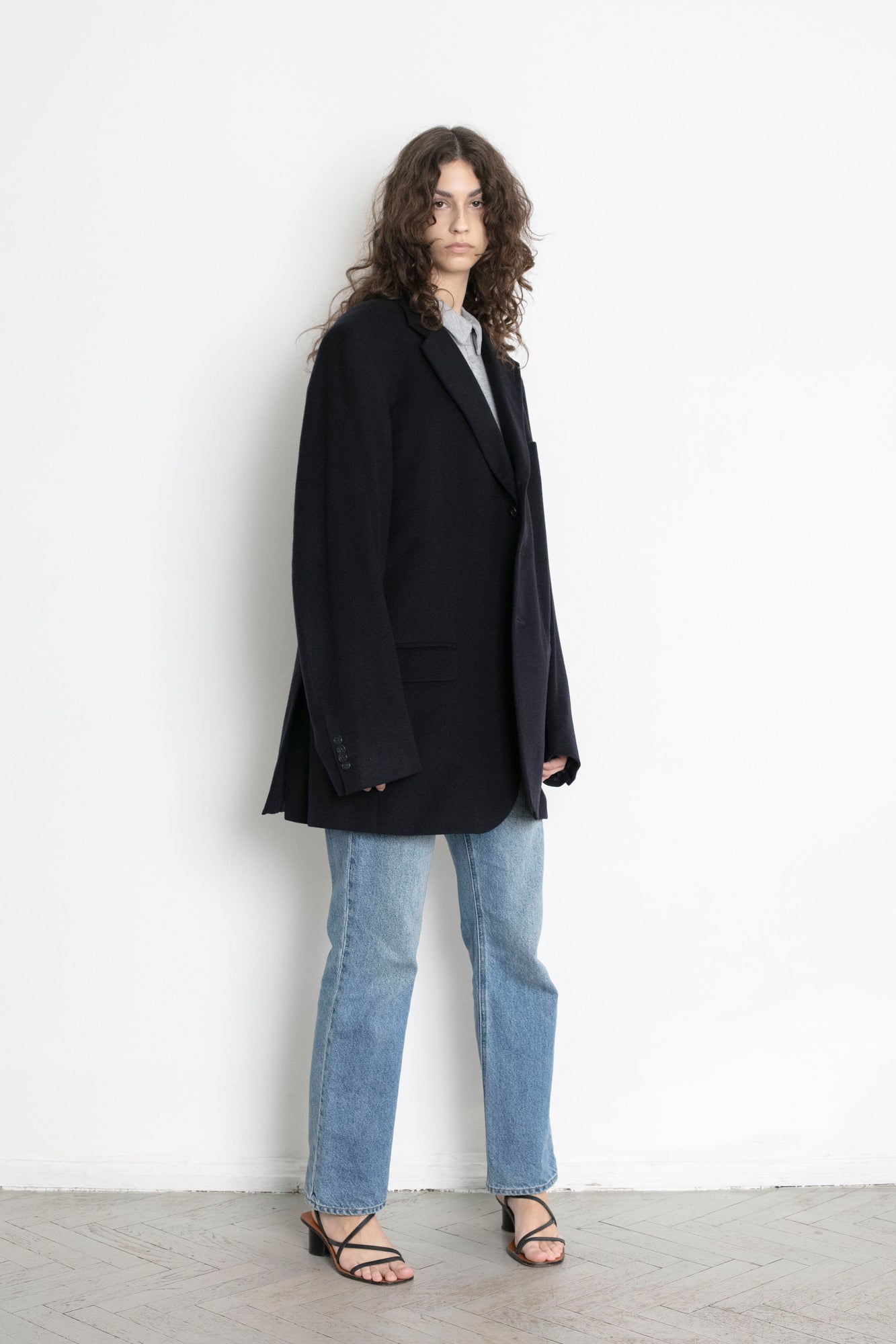 Vintage Navy Cashmere Wool Blazer