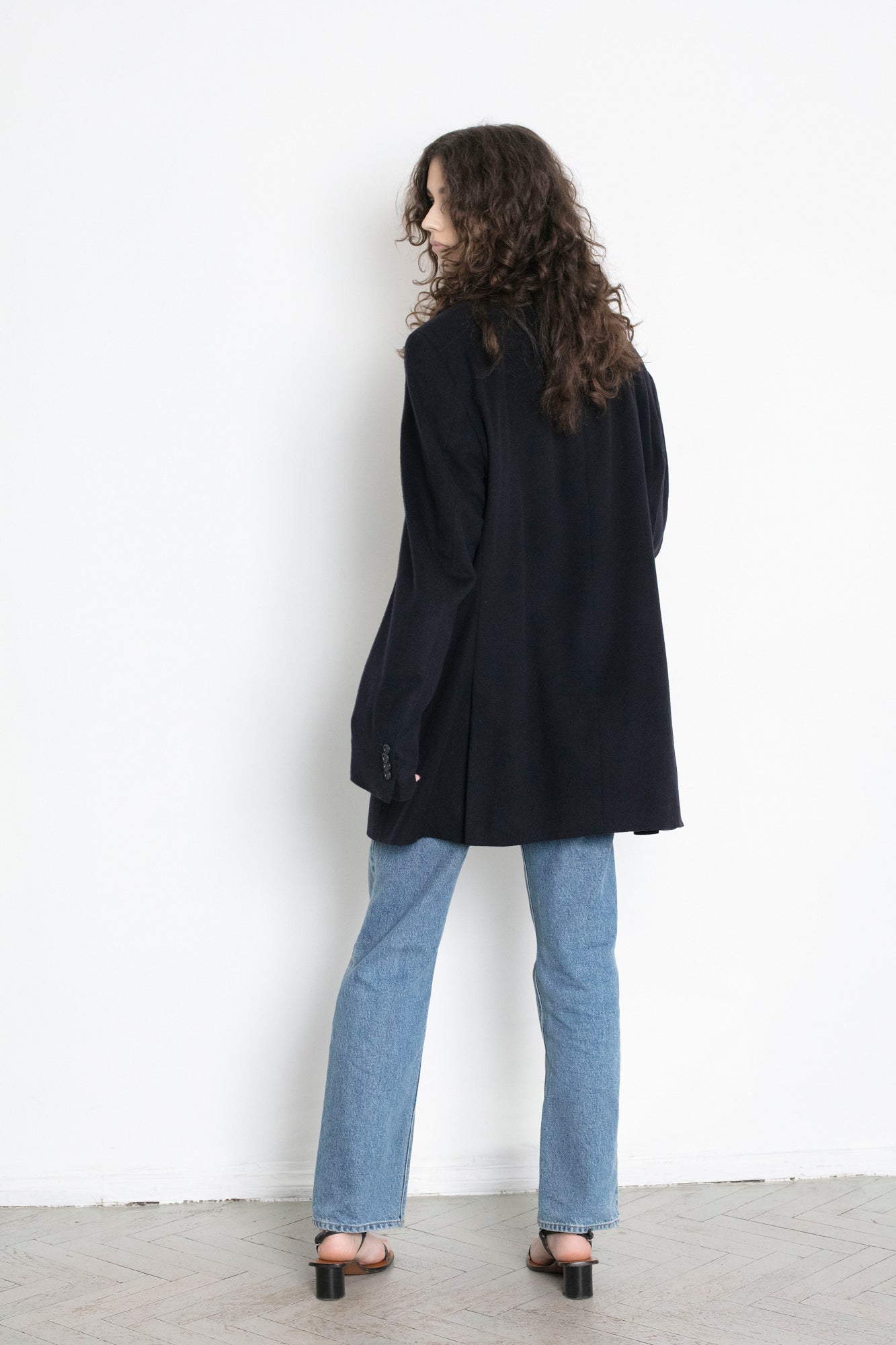 Vintage Navy Cashmere Wool Blazer