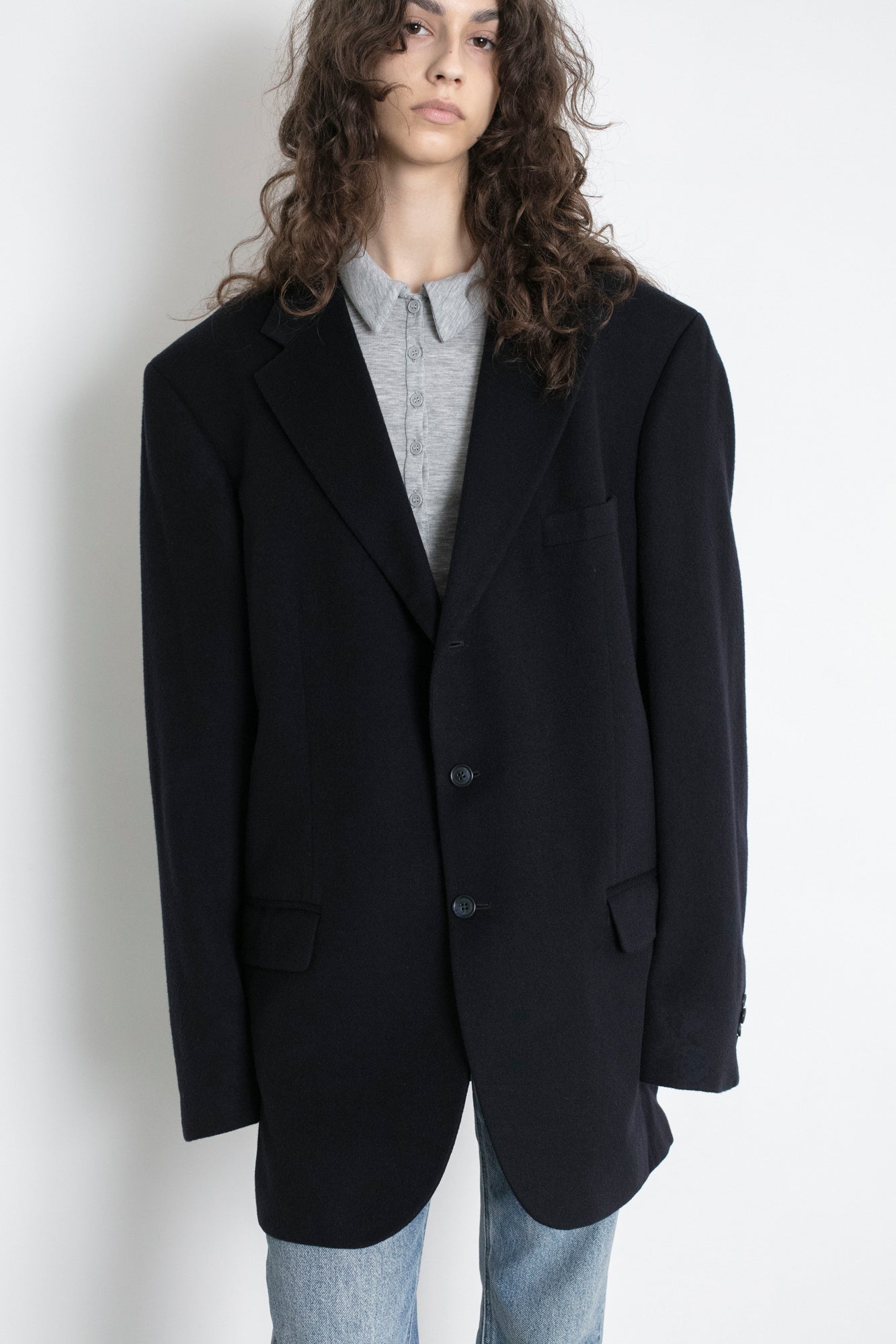 Vintage Navy Cashmere Wool Blazer