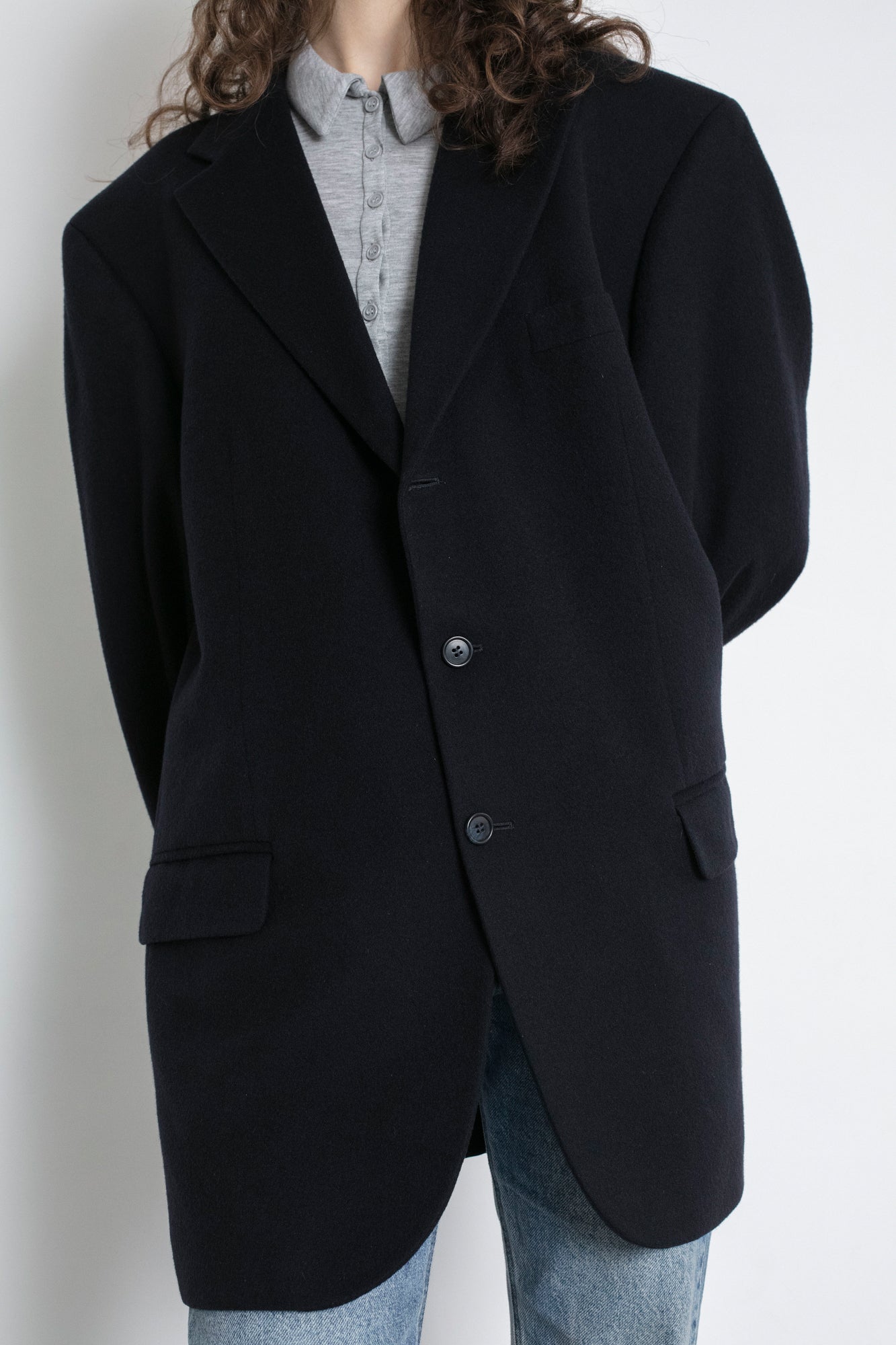 Vintage Navy Cashmere Wool Blazer