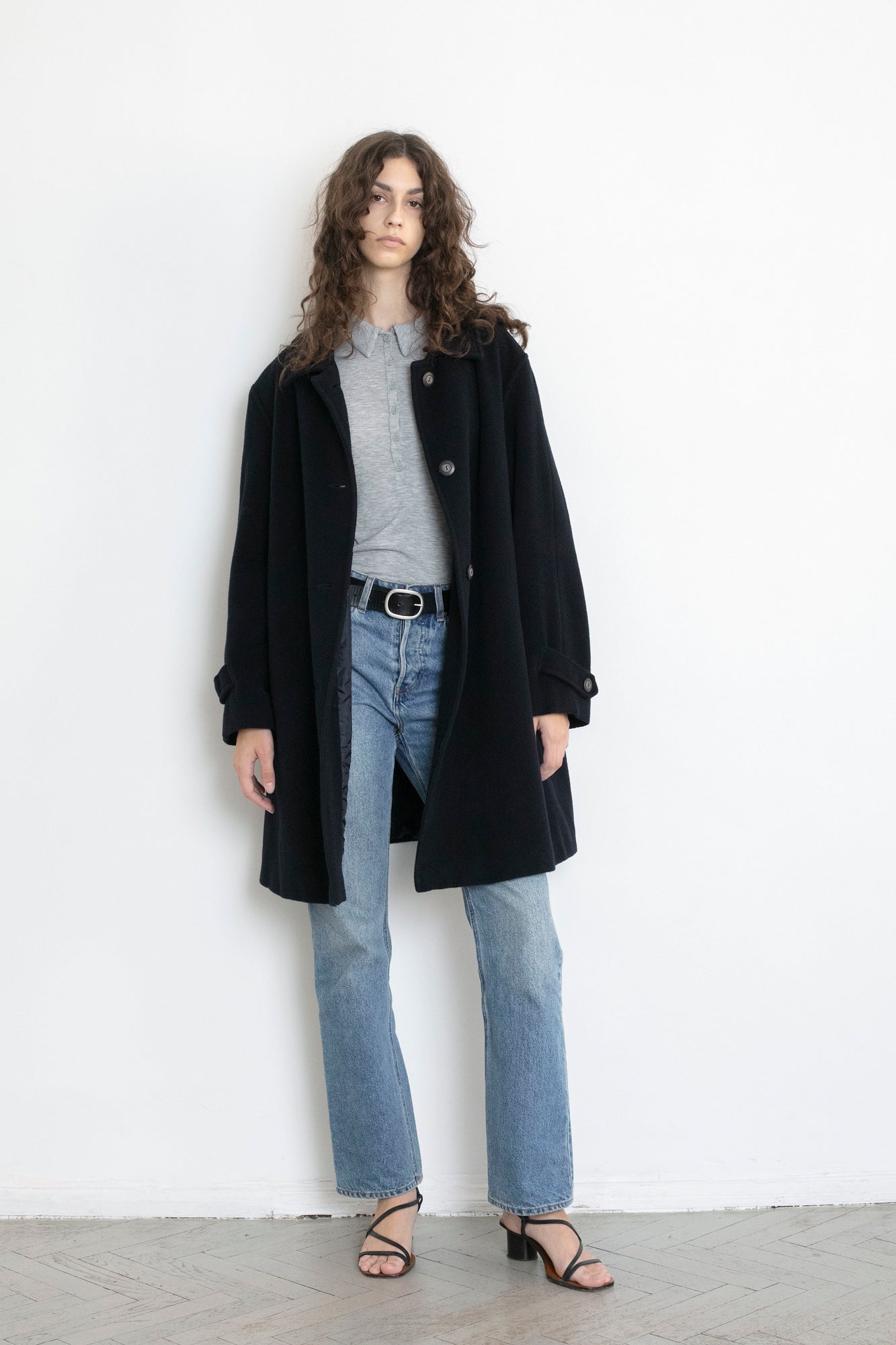 Vintage Navy Camel Wool Coat