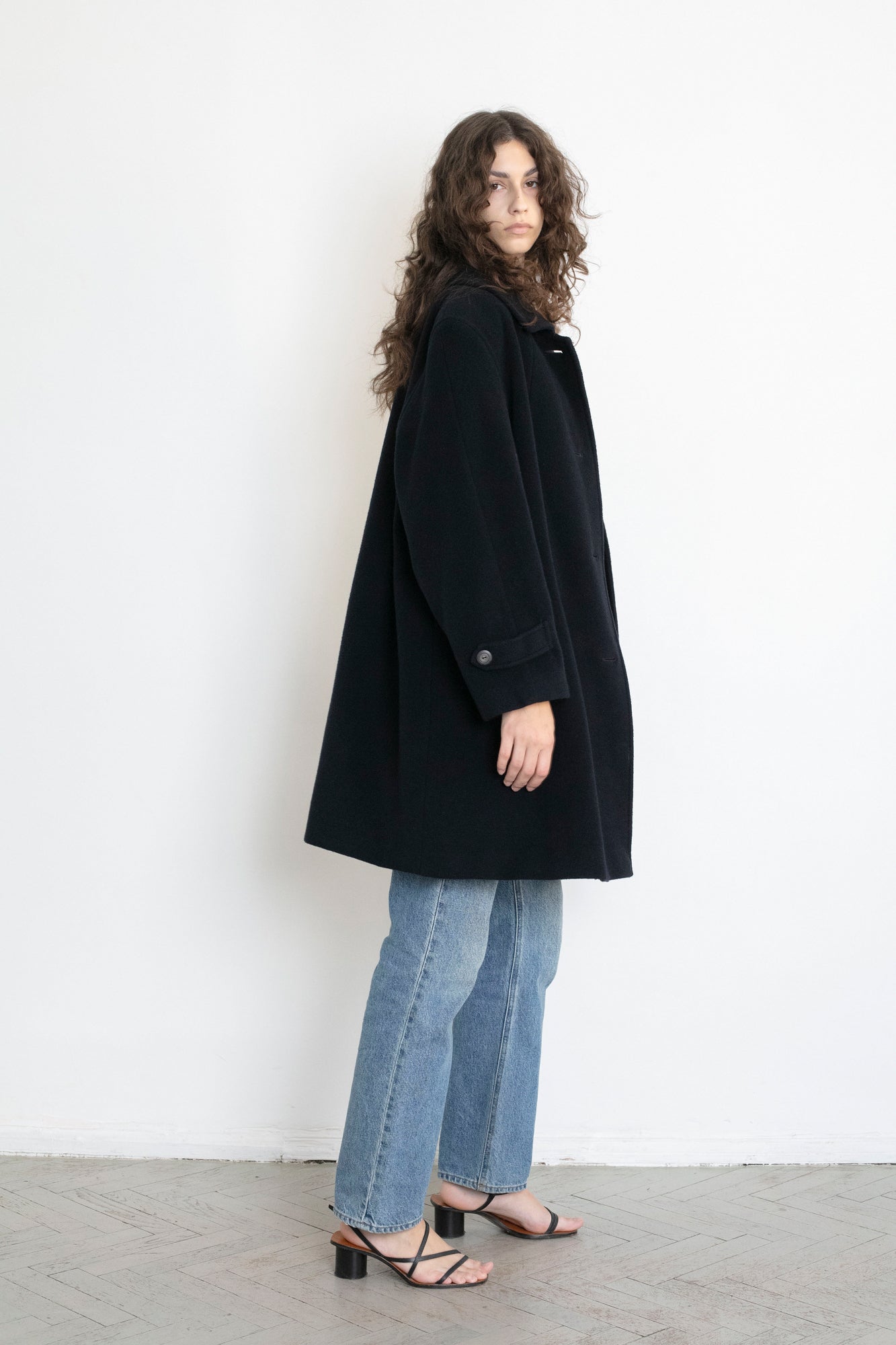 Vintage Navy Camel Wool Coat