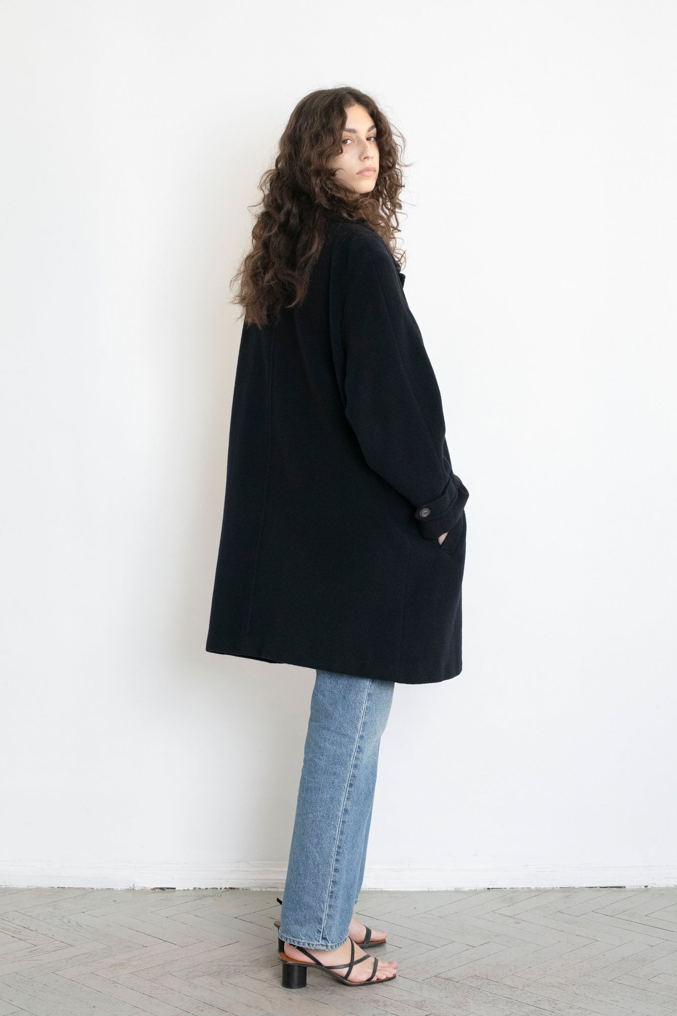 Vintage Navy Camel Wool Coat