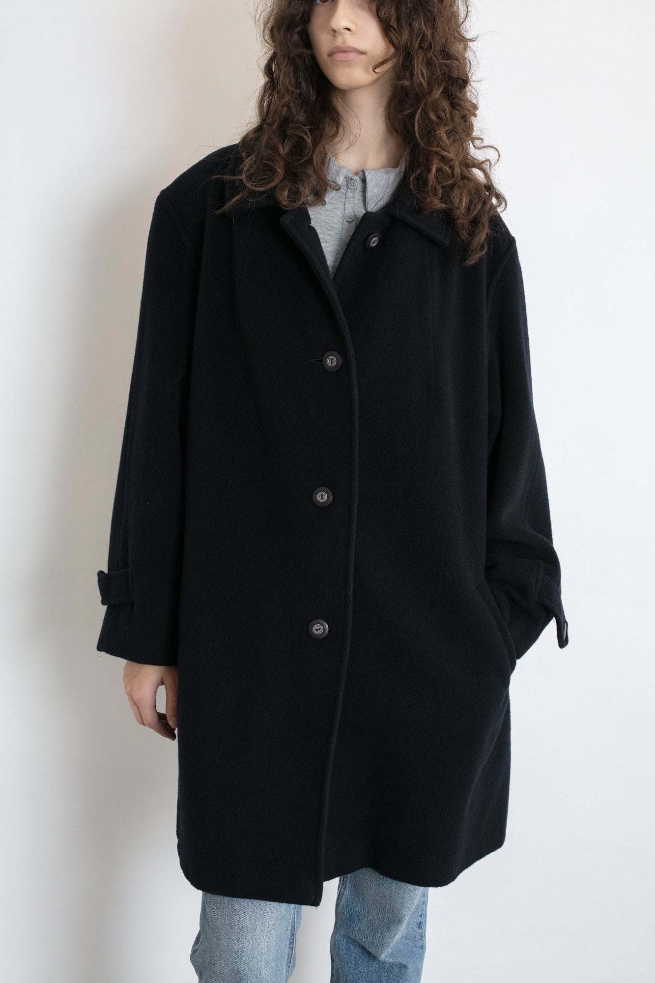 Vintage Navy Camel Wool Coat
