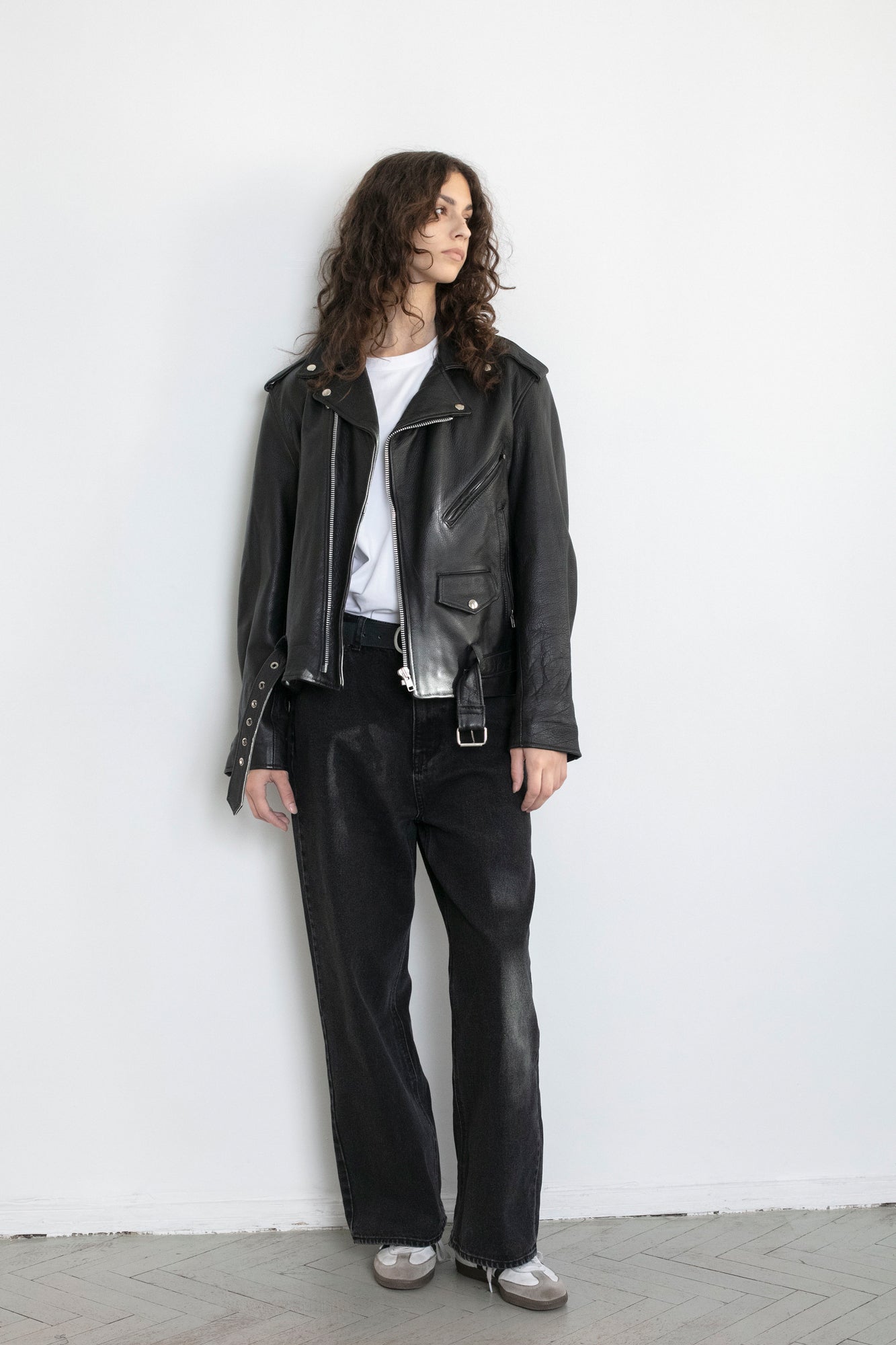 Vintage Black Leather Biker Jacket