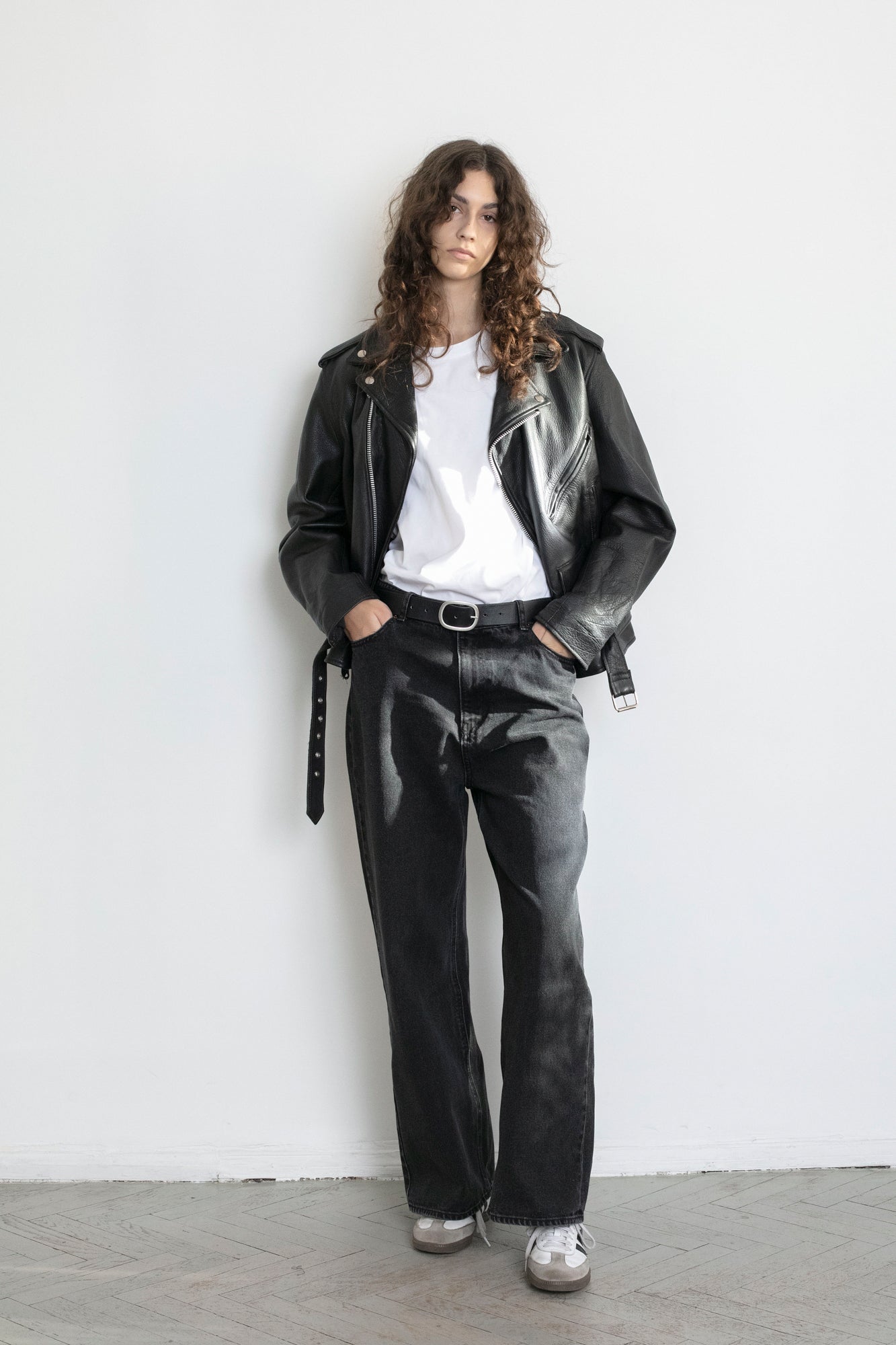 Vintage Black Leather Biker Jacket