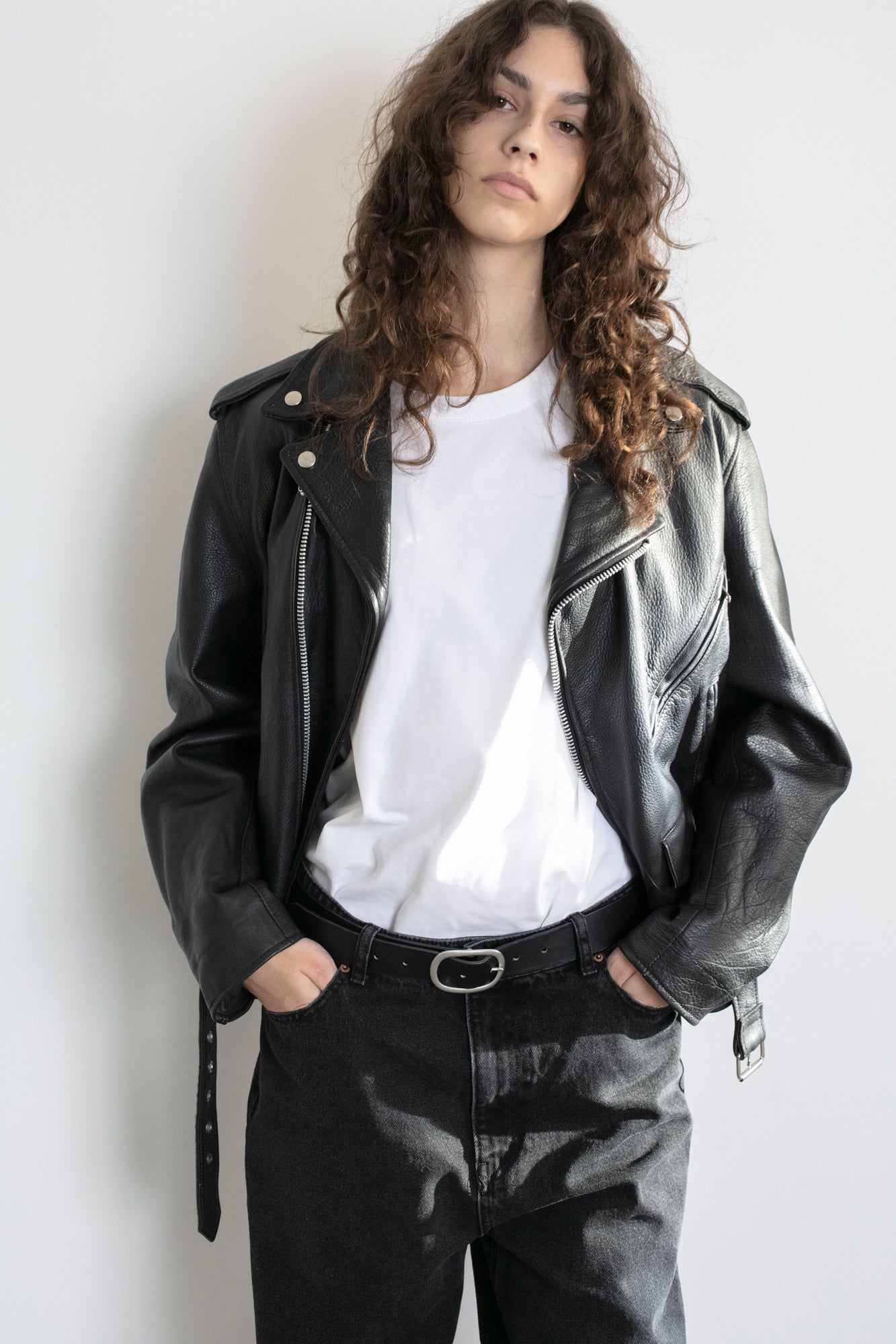 Vintage Black Leather Biker Jacket