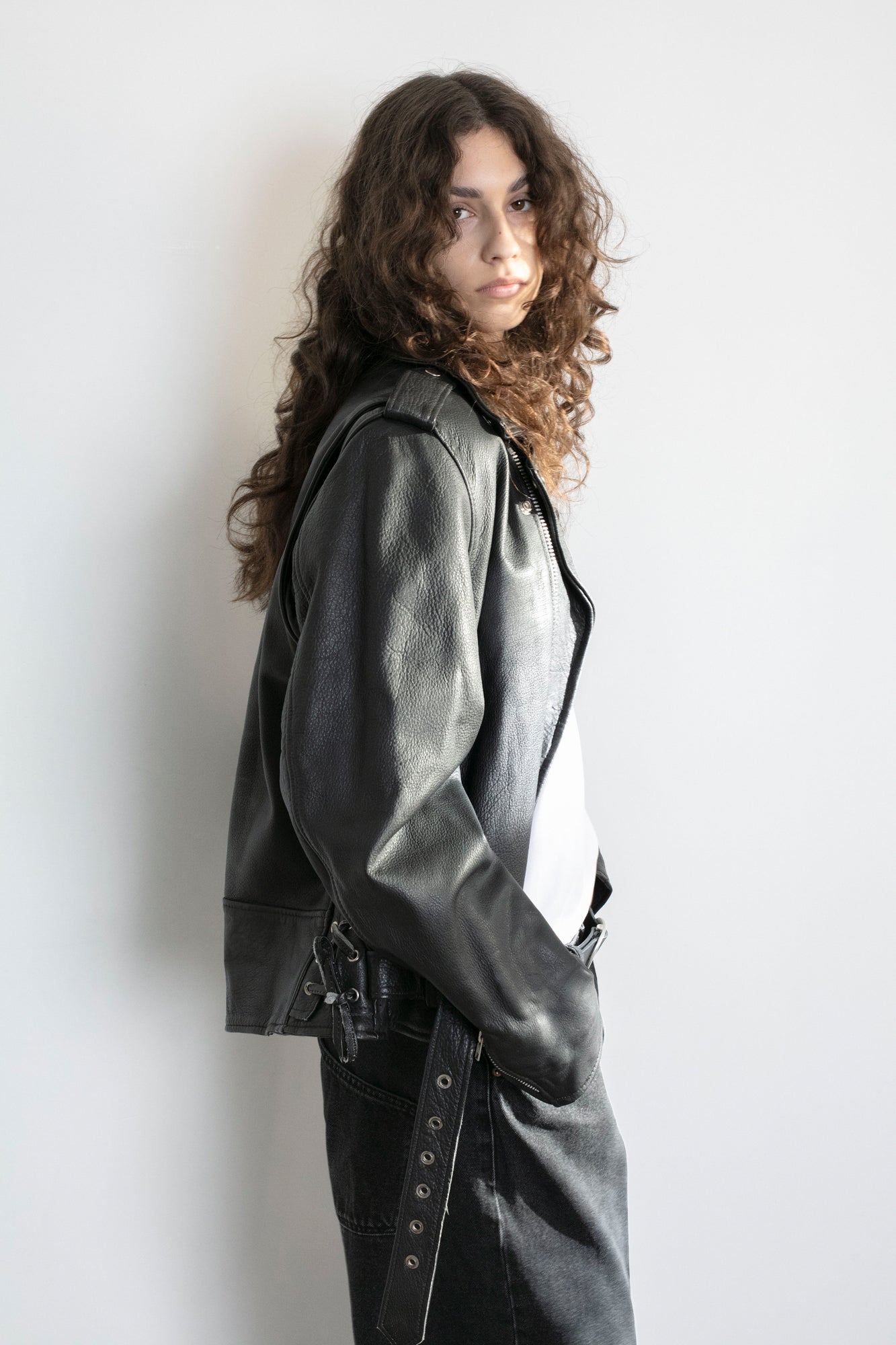 Vintage Black Leather Biker Jacket