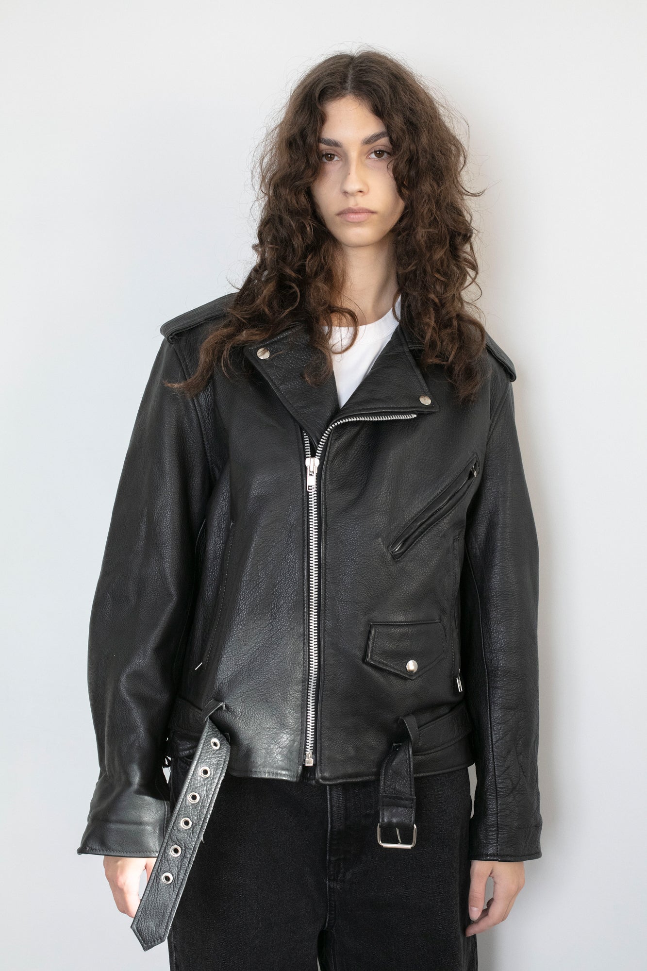 Vintage Black Leather Biker Jacket