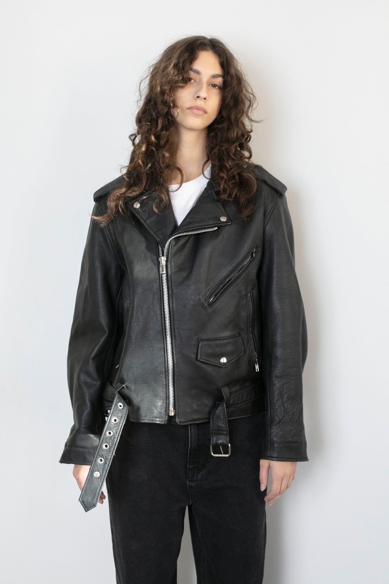 Vintage Black Leather Biker Jacket
