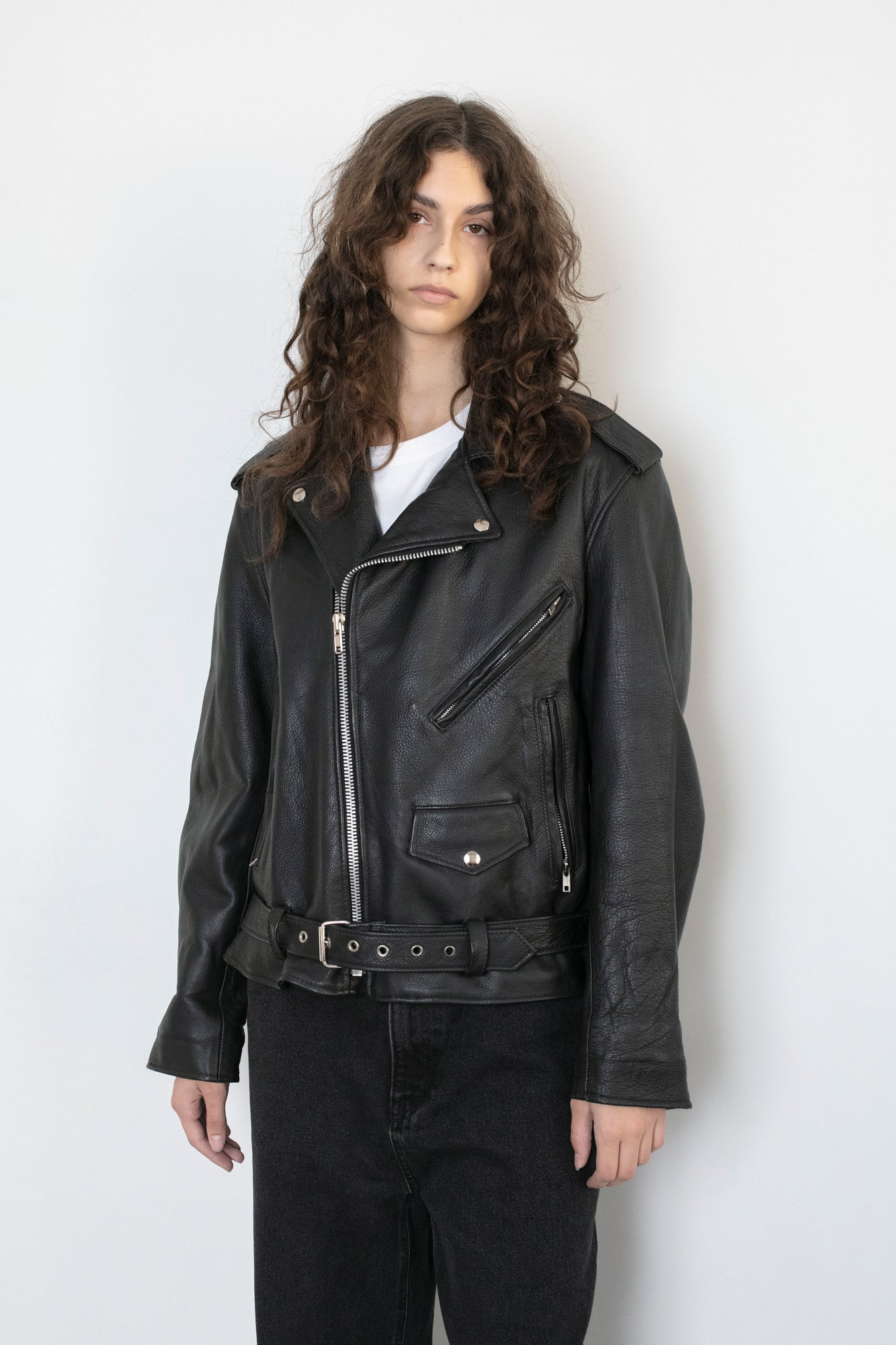 Vintage Black Leather Biker Jacket