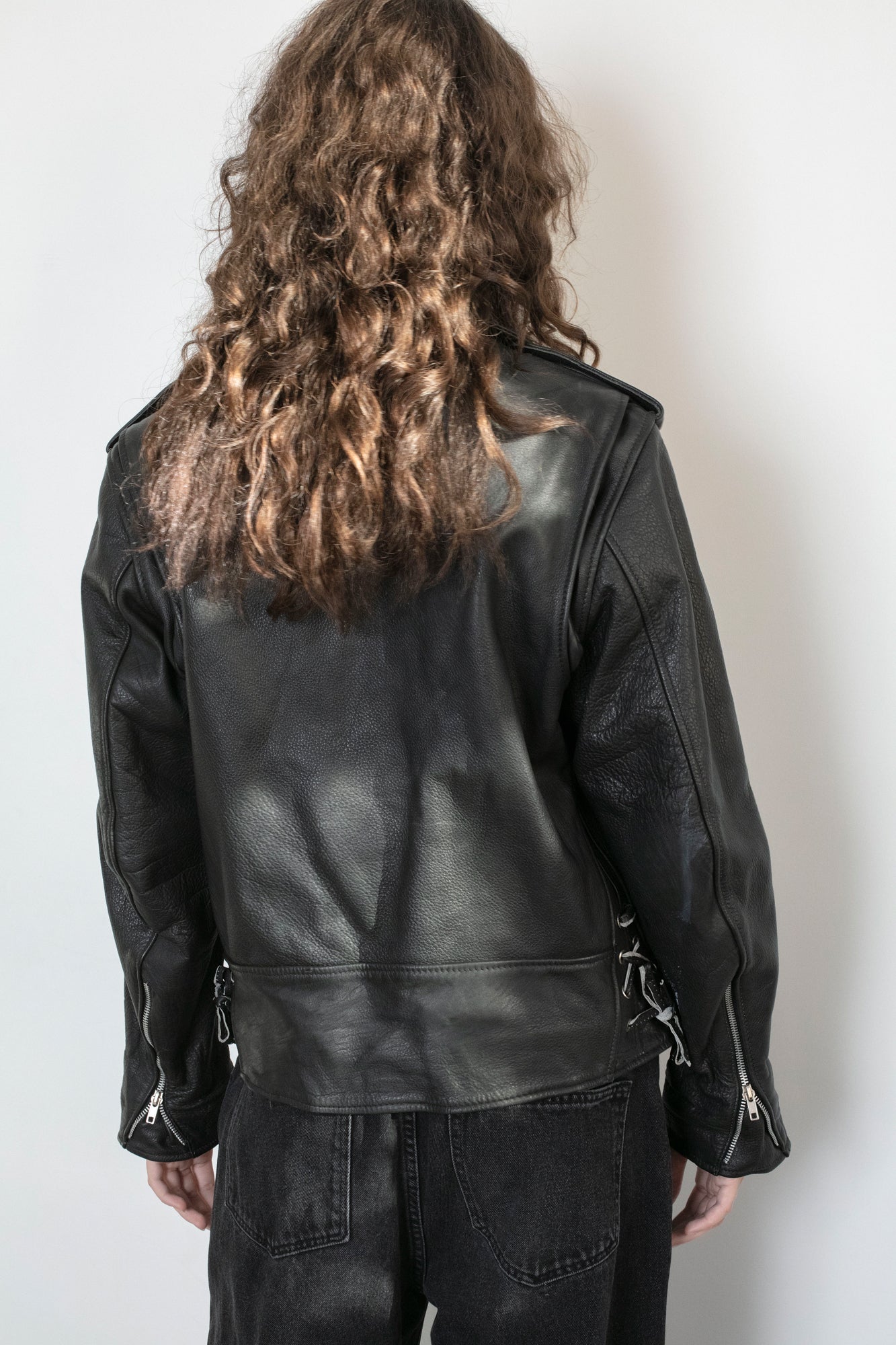 Vintage Black Leather Biker Jacket