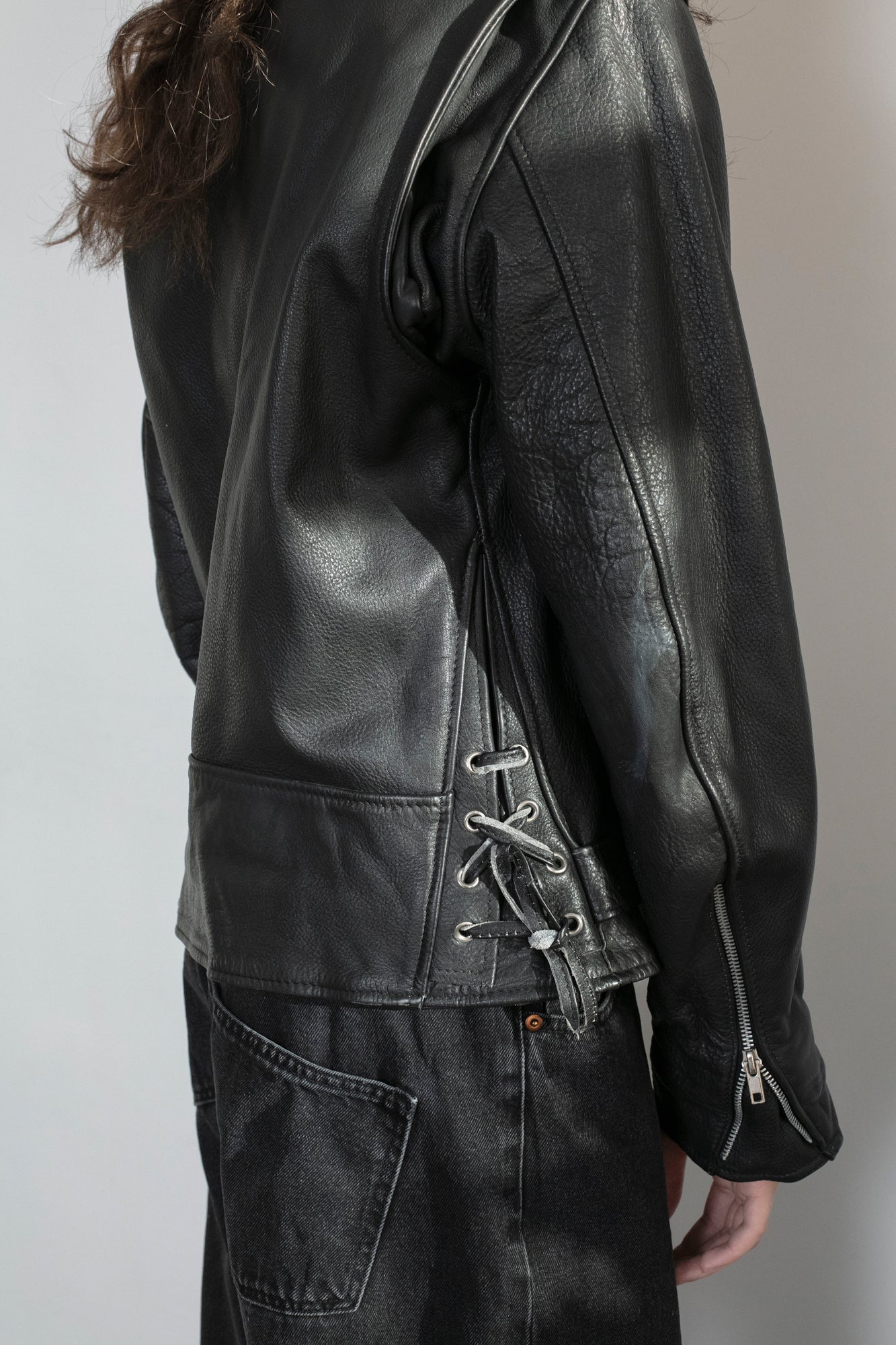 Vintage Black Leather Biker Jacket