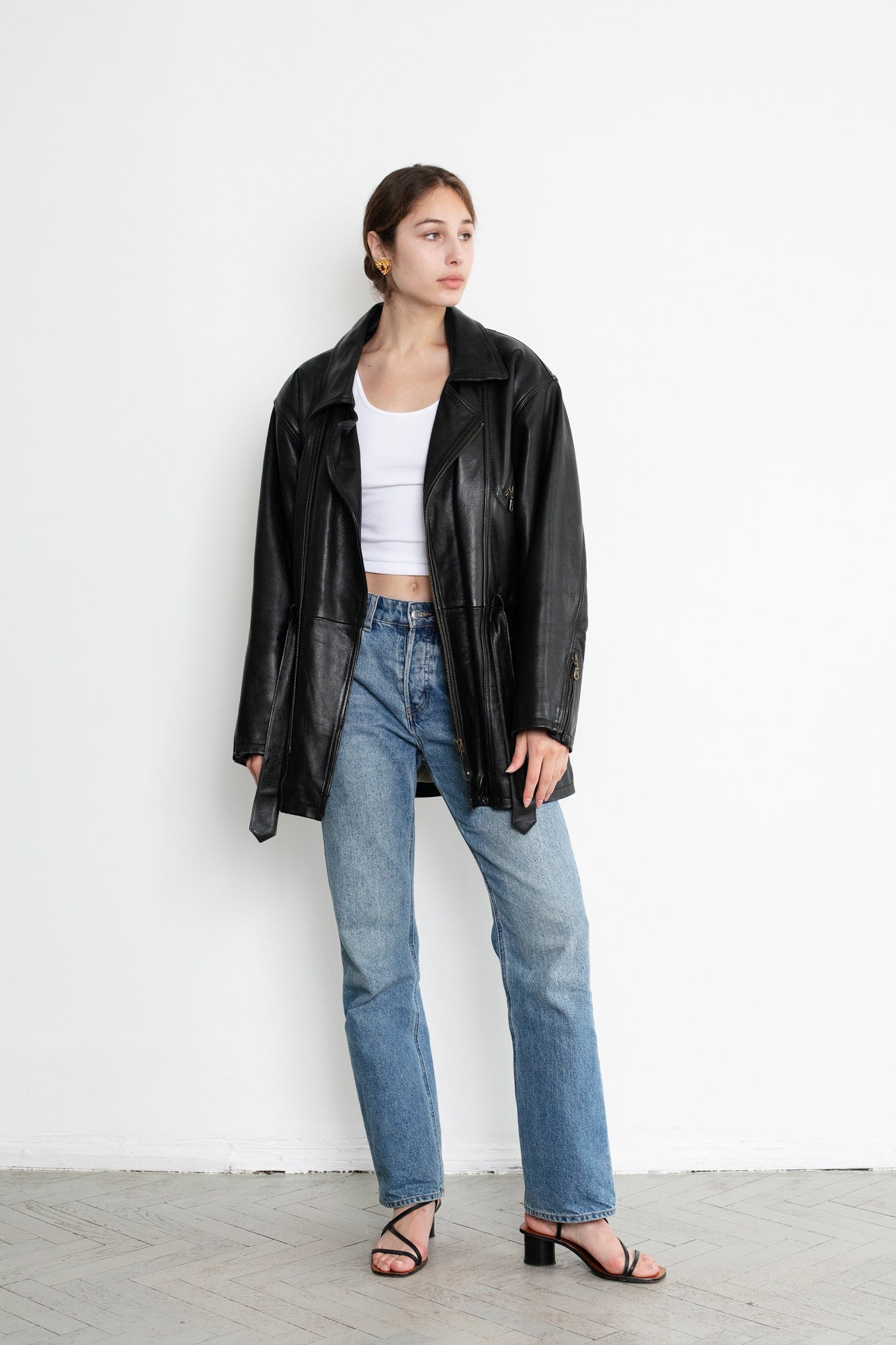 Vintage Black Leather Biker Jacket
