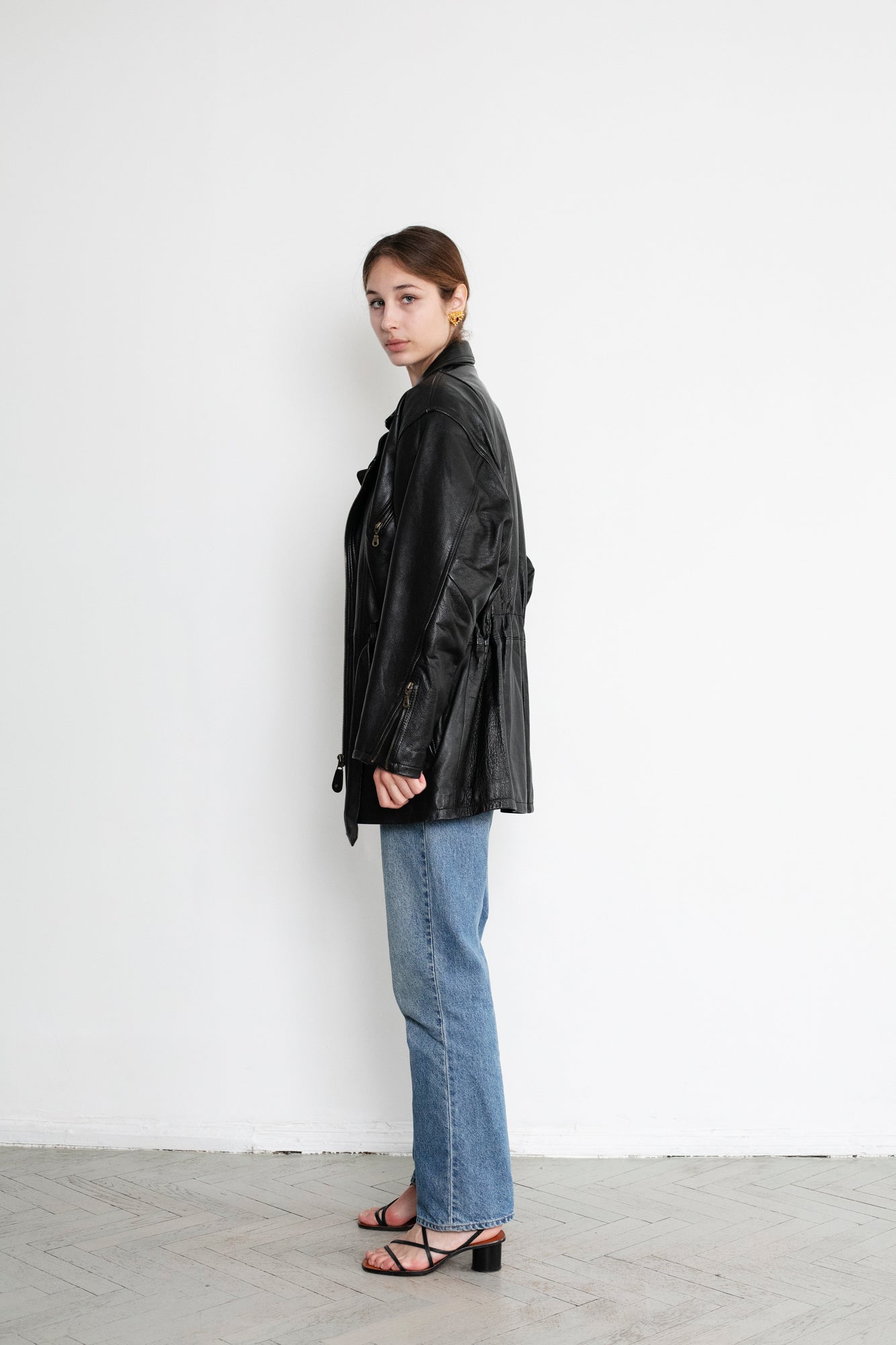 Vintage Black Leather Biker Jacket