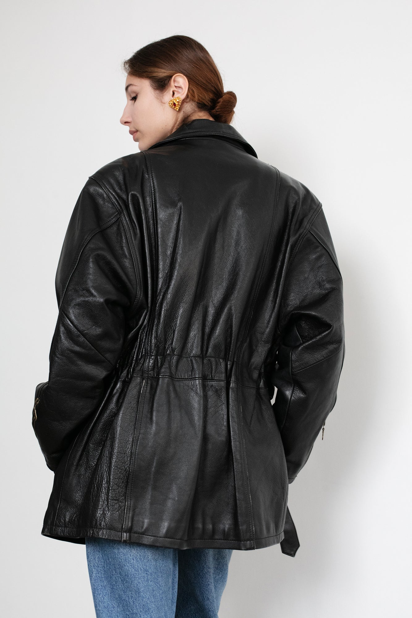 Vintage Black Leather Biker Jacket