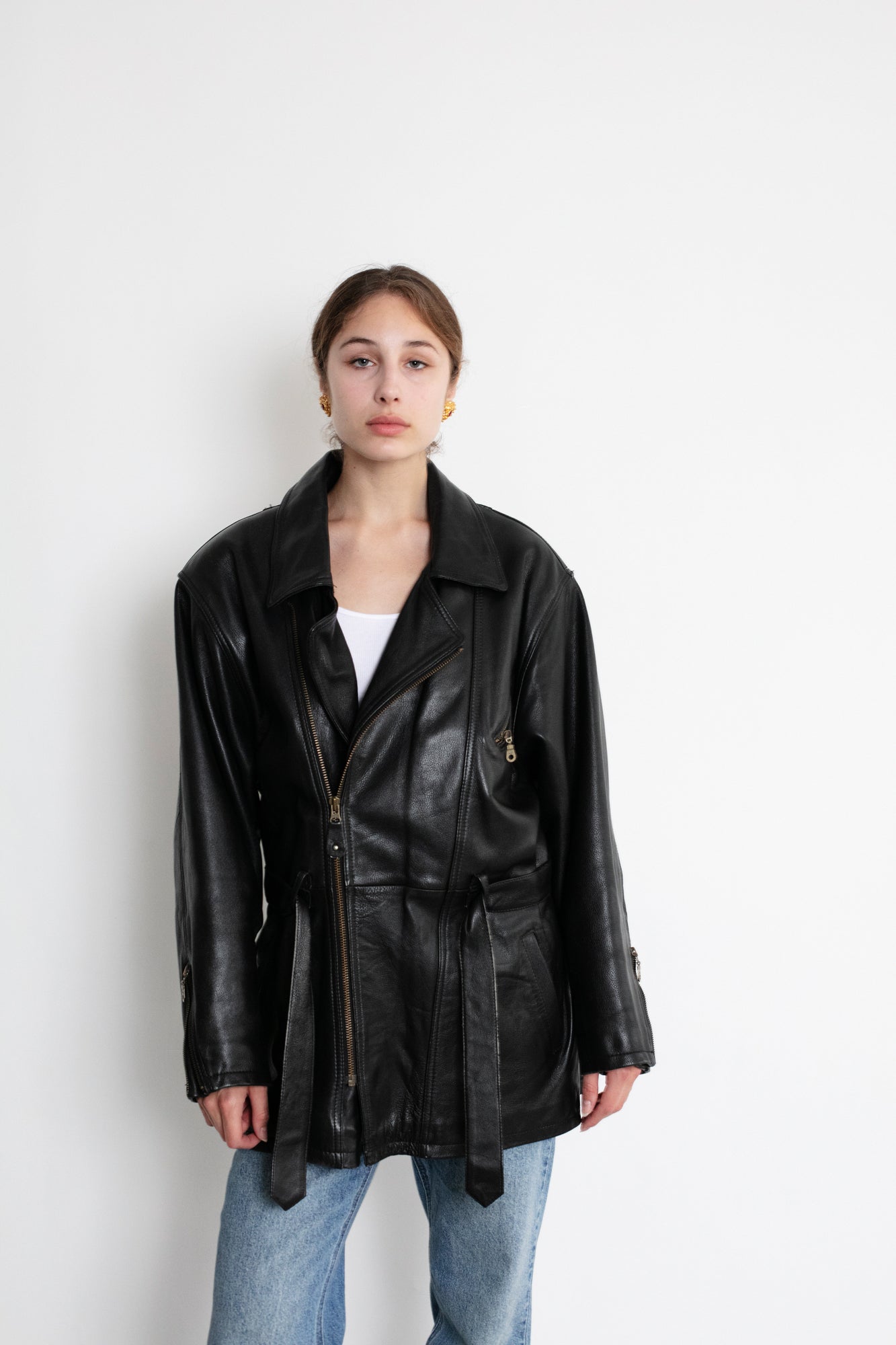 Vintage Black Leather Biker Jacket