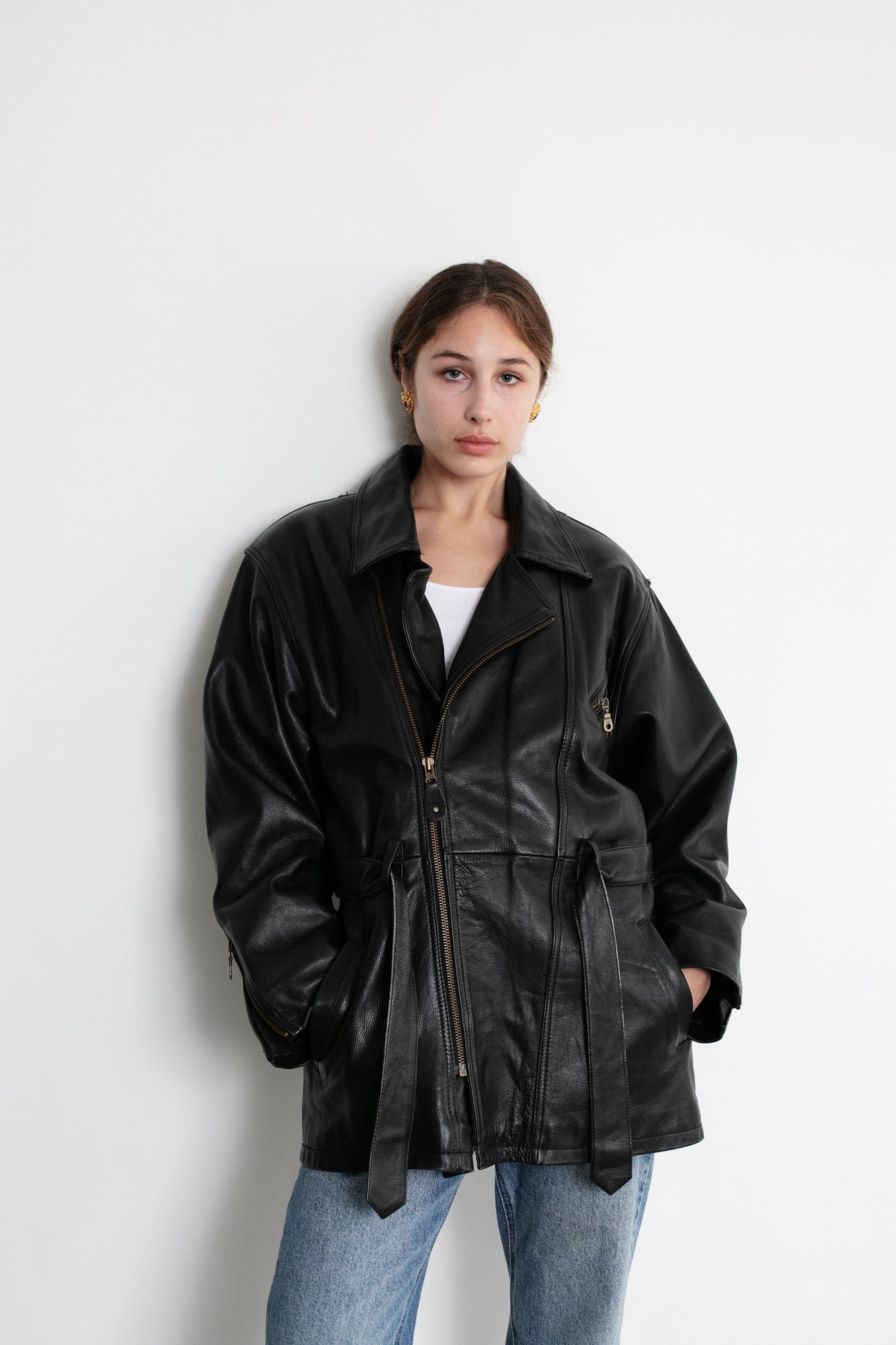 Vintage Black Leather Biker Jacket