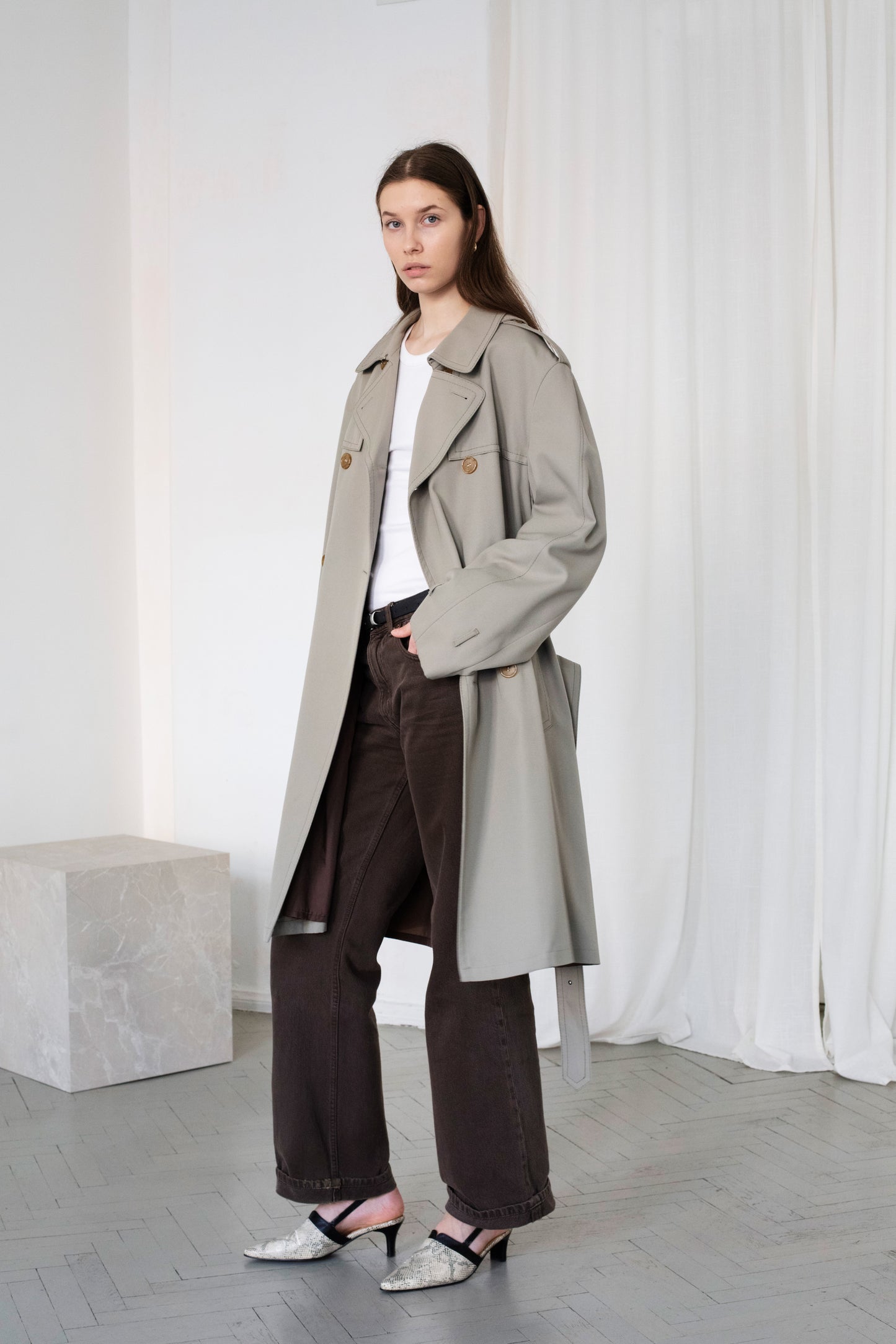 Vintage Olive Trench Coat