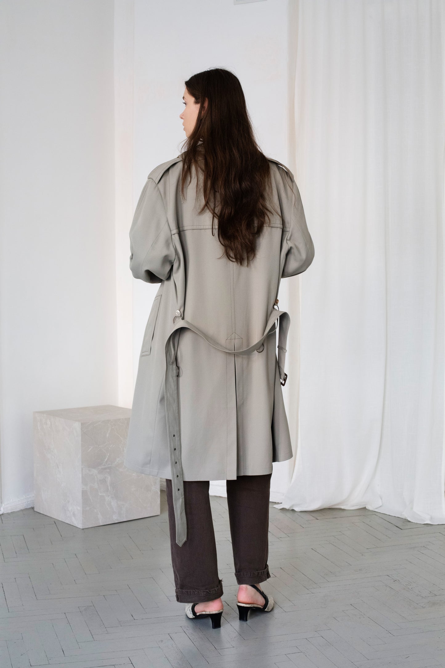 Vintage Olive Trench Coat