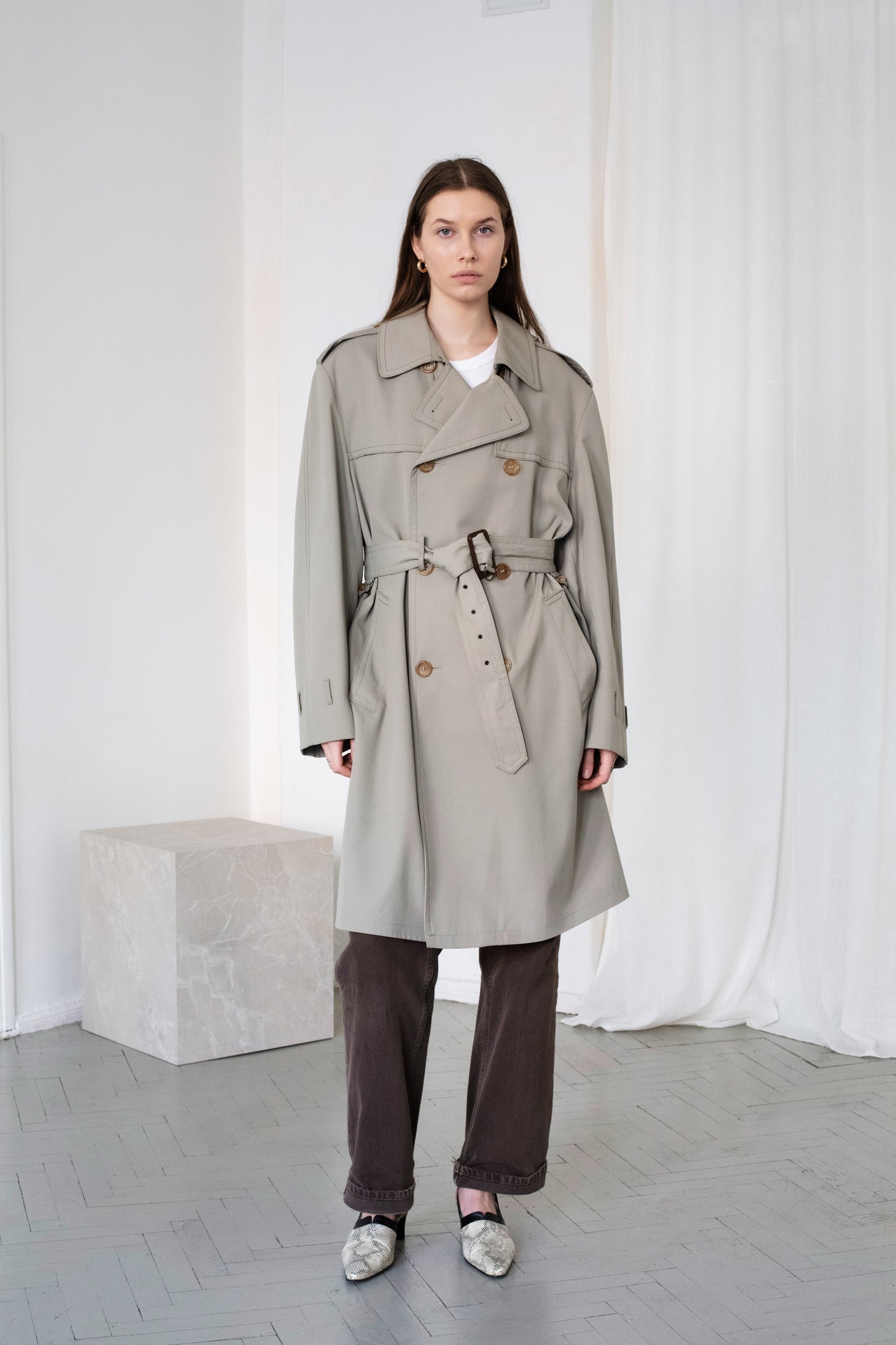 Vintage Olive Trench Coat