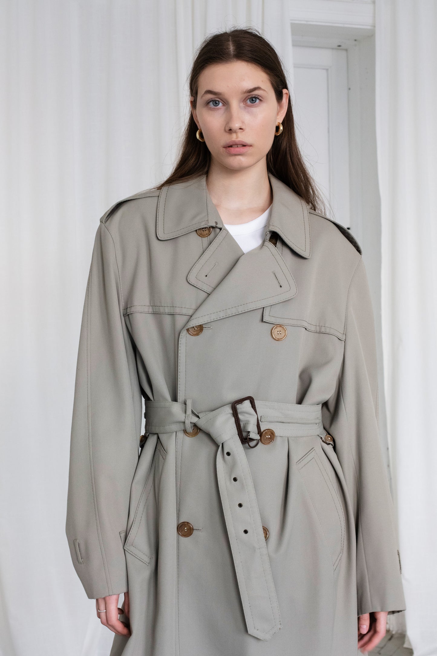 Vintage Olive Trench Coat