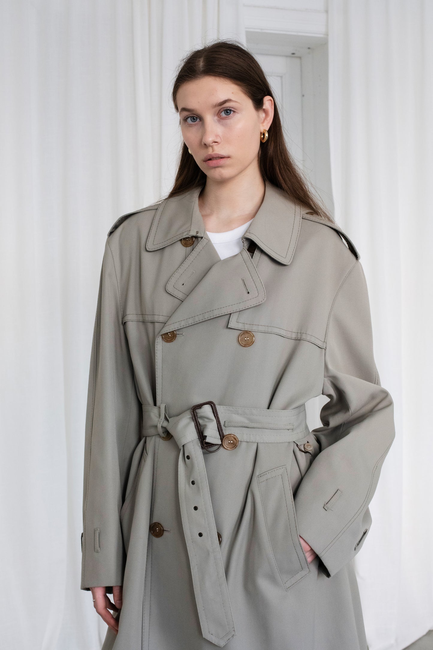 Vintage Olive Trench Coat
