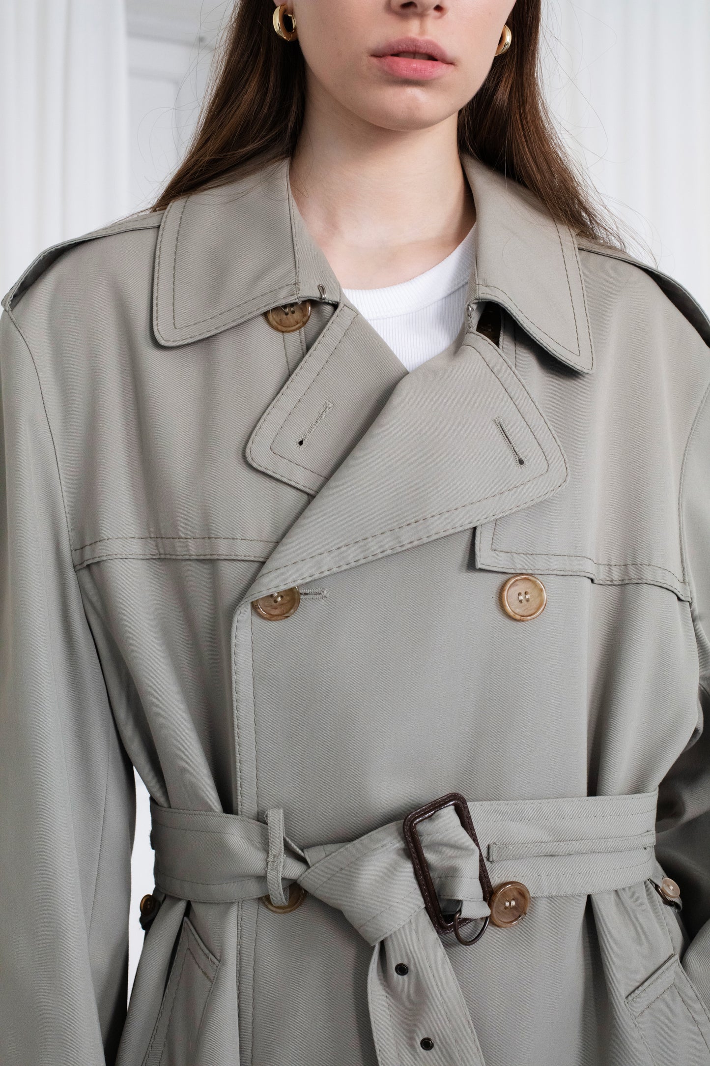 Vintage Olive Trench Coat