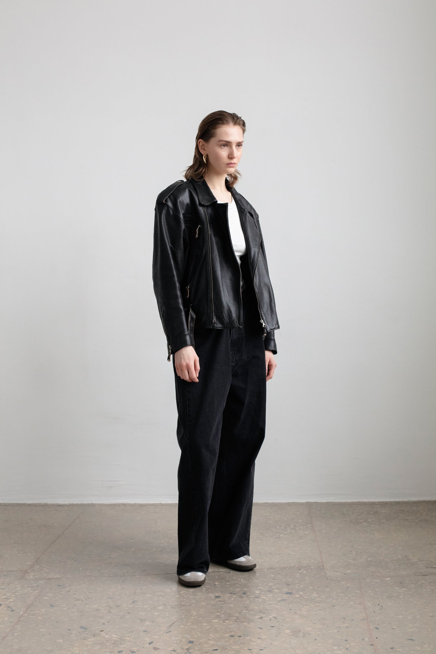 Vintage Black Leather Biker Jacket