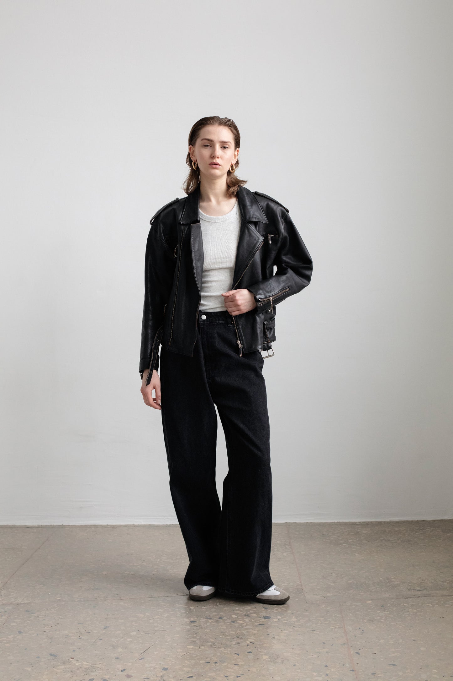 Vintage Black Leather Biker Jacket