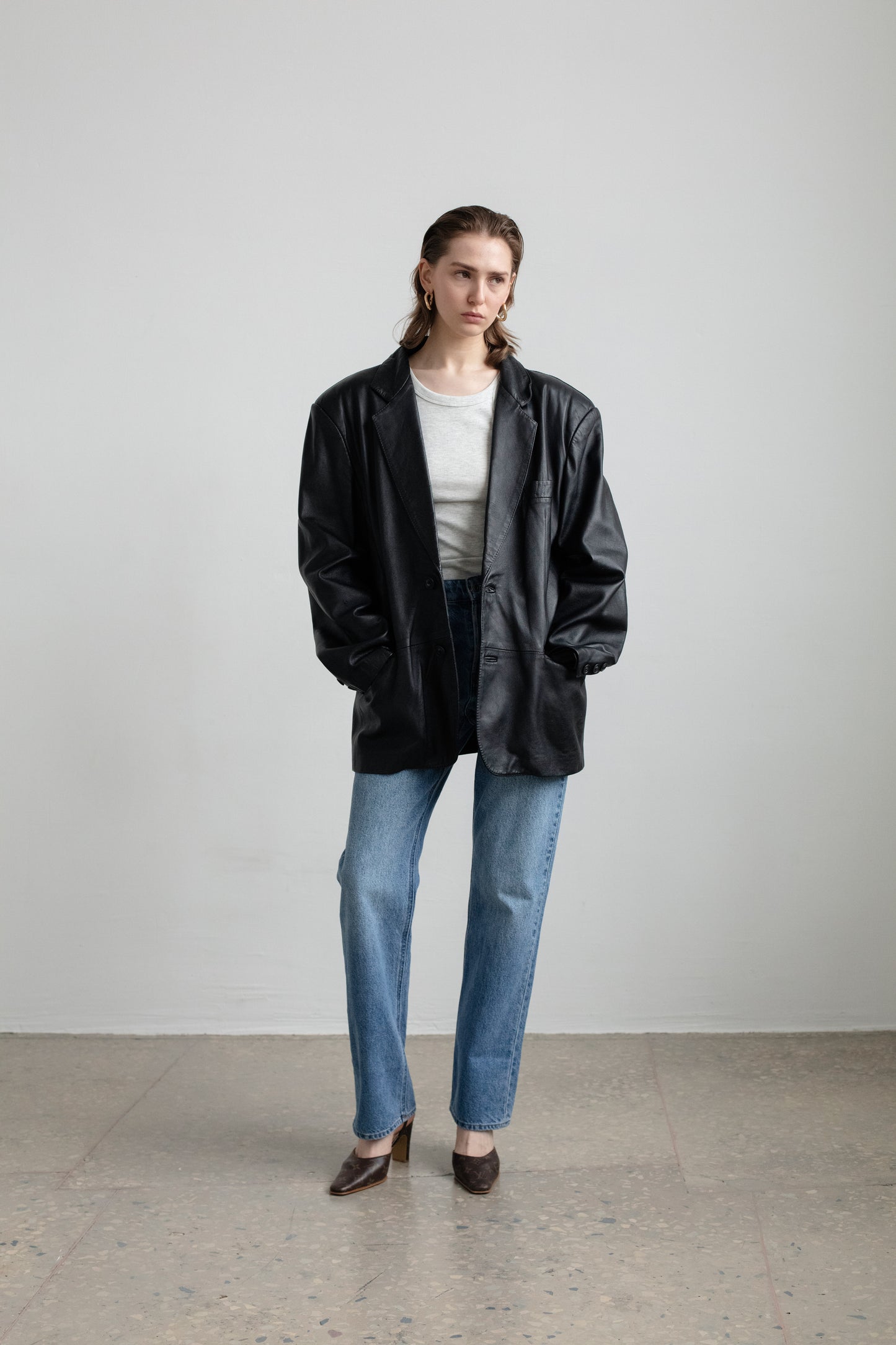 Vintage Black Leather Blazer