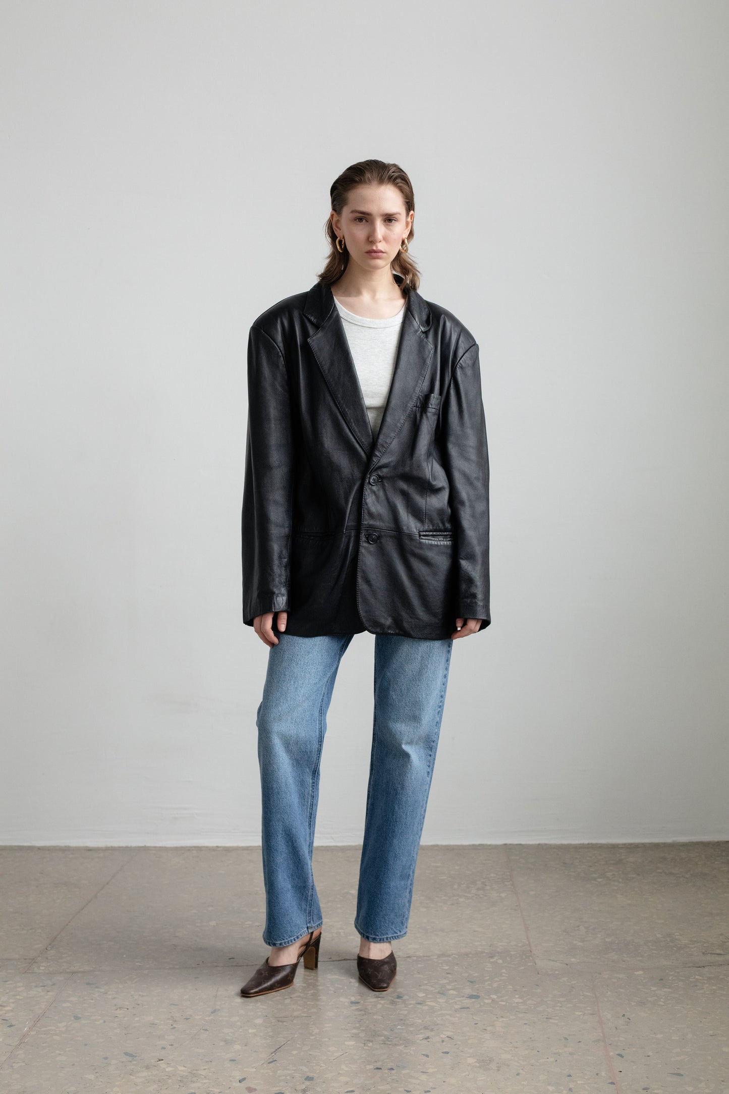 Vintage Black Leather Blazer