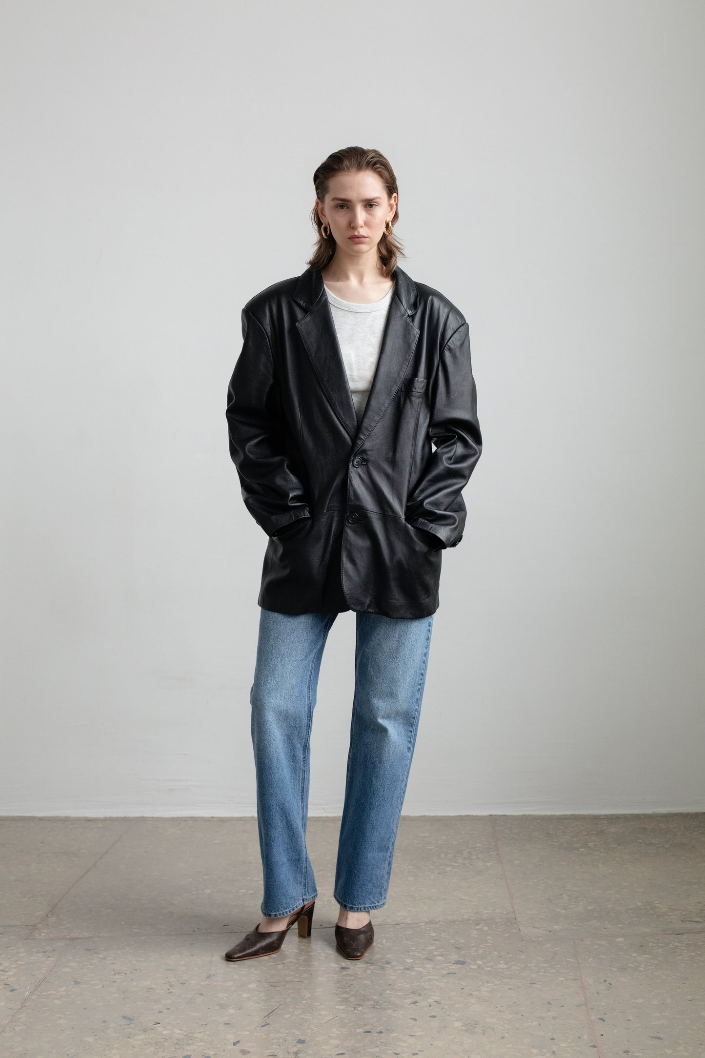 Vintage Black Leather Blazer