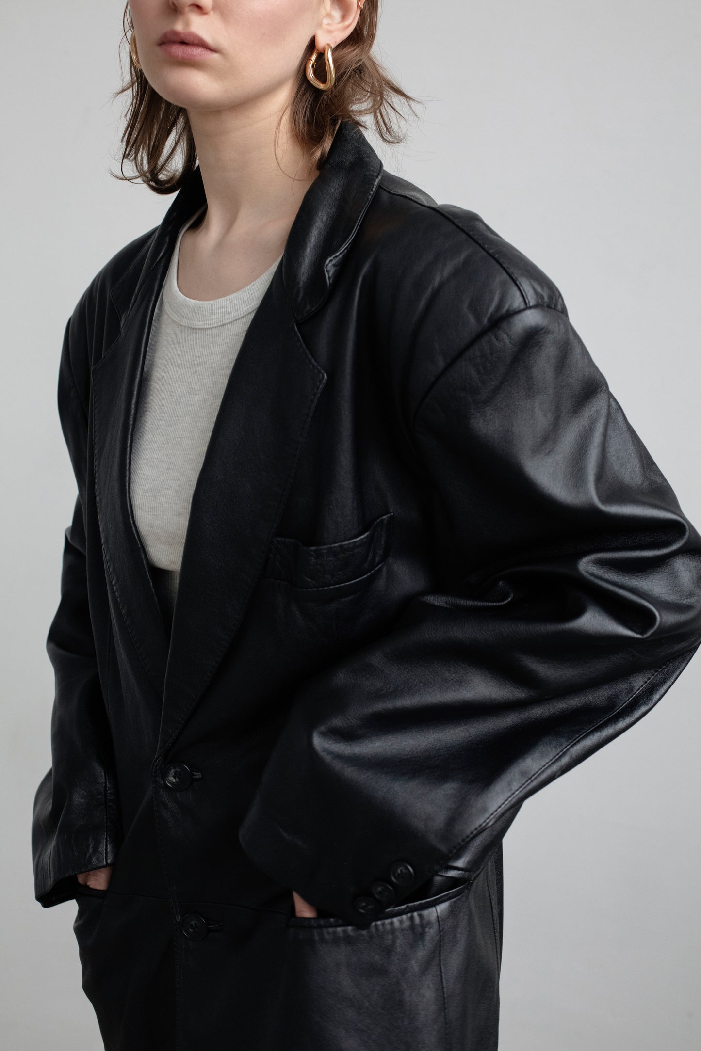 Vintage Black Leather Blazer