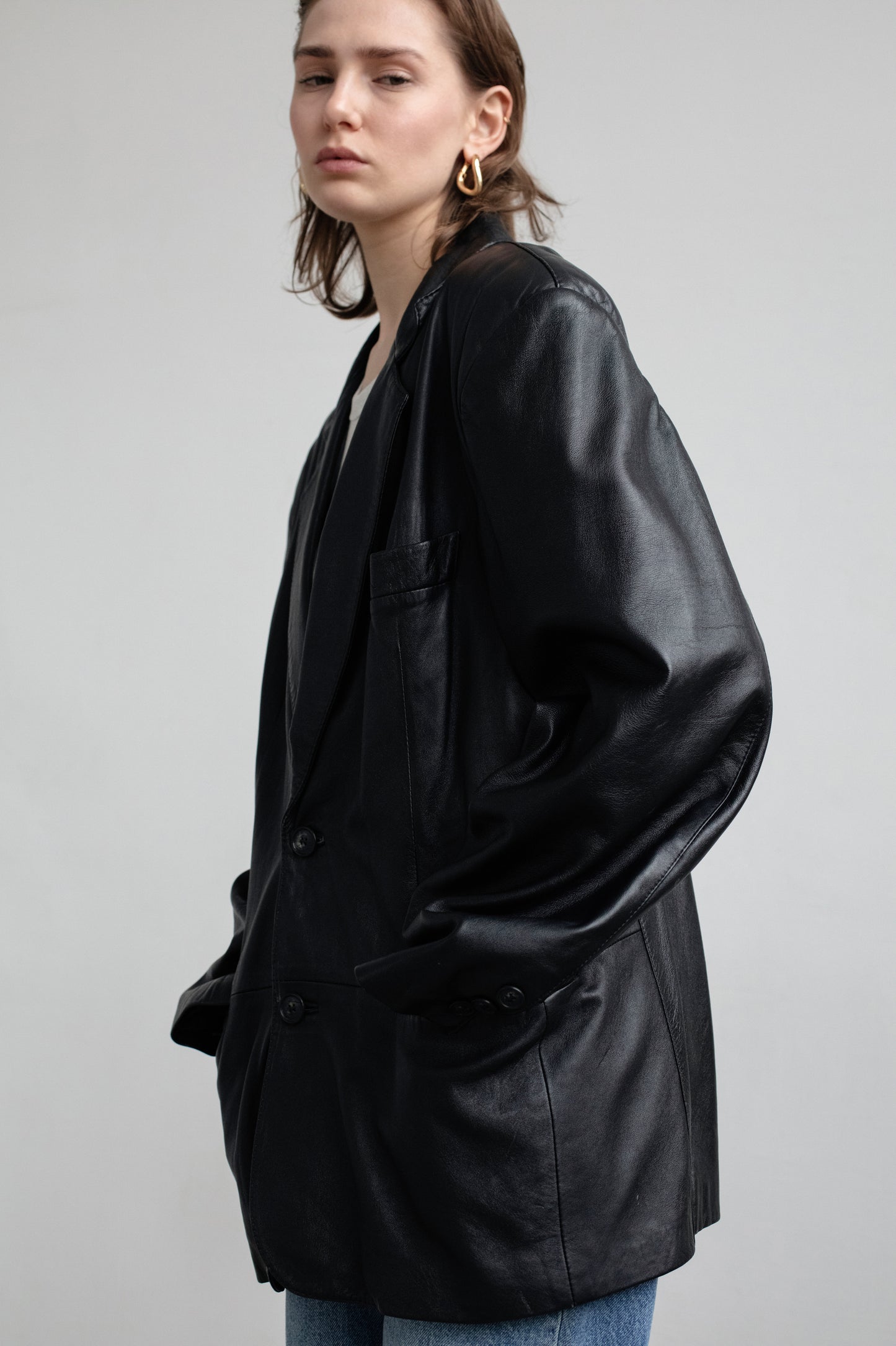 Vintage Black Leather Blazer
